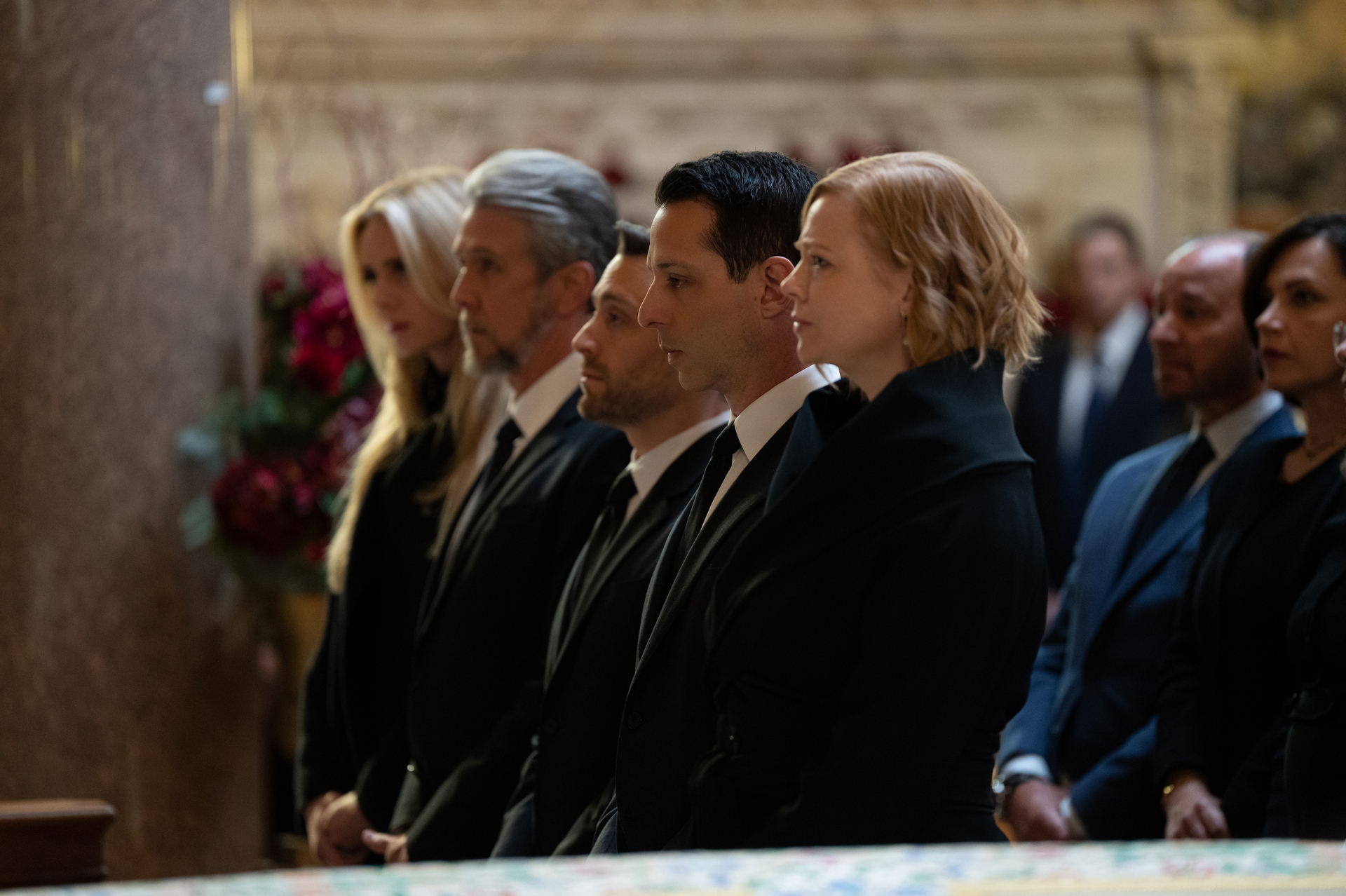 Justine Lupe, Alan Ruck, Kieran Culkin, Jeremy Strong and Sarah Snook in <em>Succession.</em> (HBO)