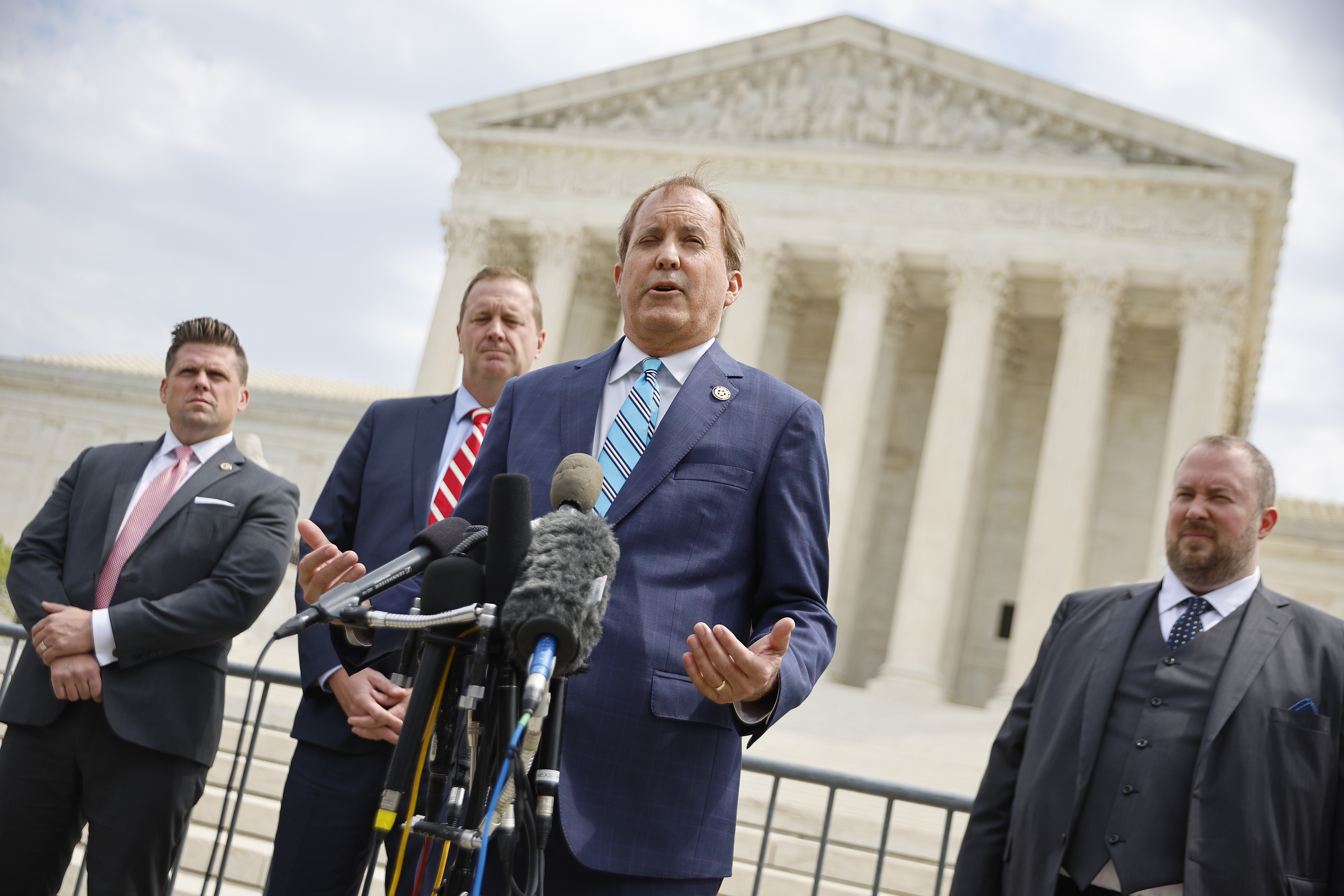The Texas AG may be impeached by members of his own party. Here are the allegations 1 Texas Attorney General Ken Paxton (C) talks to reporters with former Missouri Attorney General Eric Schmitt (2nd L) and Texas Solicitor General Judd Stone (R) in front of the U.S. Supreme Court after arguments in their case about Title 42 on April 26, 2022 in Washington, DC.
