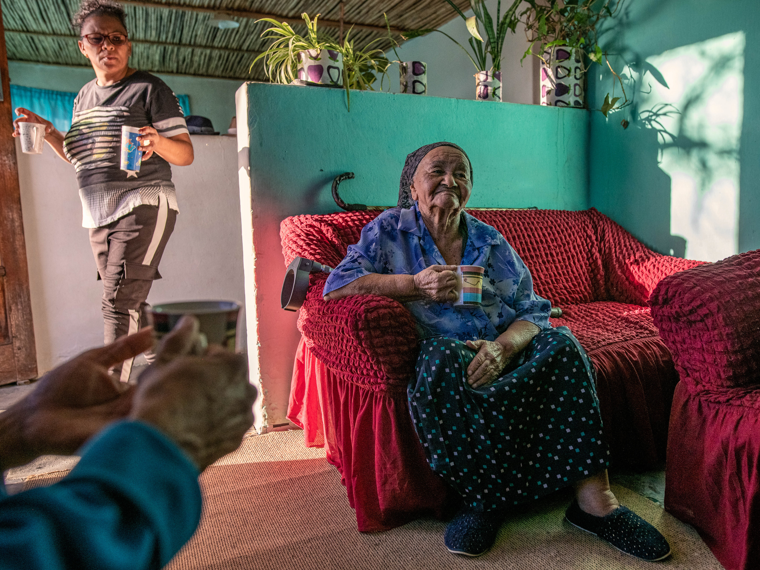 Trendy rooibos tea finally brings revenues to Indigenous South African farmers 4 "Aunty" Anna Salomo, 84, whose family has been harvesting rooibos for generations, drinks a cup of rooibos tea in her home in the village of Langkloof in South Africa's Cederberg Mountains.