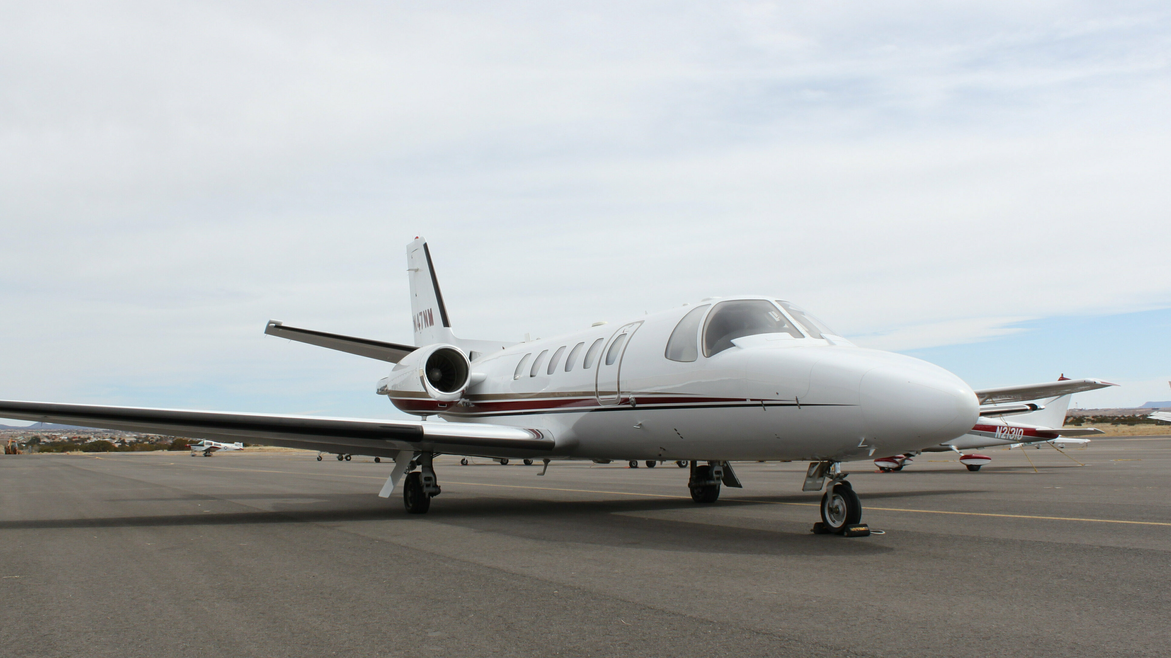 A 2005 Cessna Citation Bravo is pictured parked at the airport in Santa Fe, N.M.