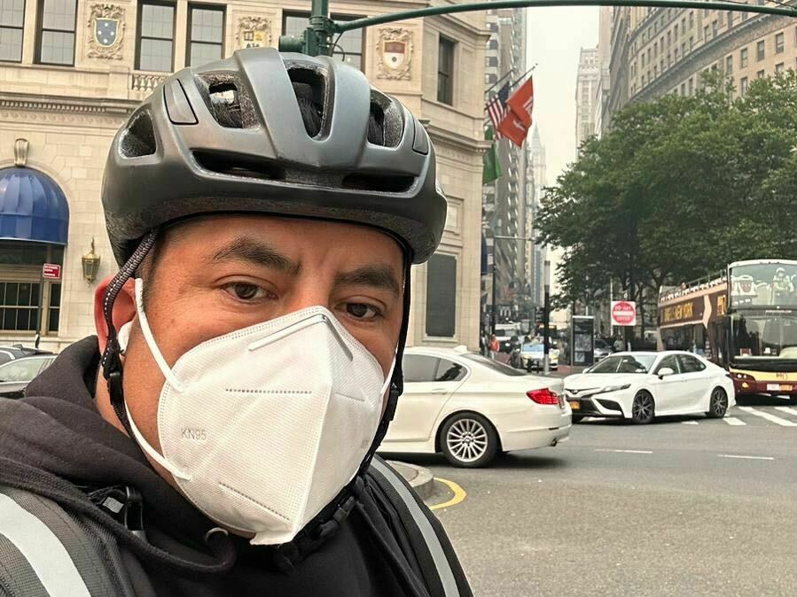 Gustavo Ajche snapped a selfie on the street while making his rounds on Wednesday. (Gustavo Ajche)