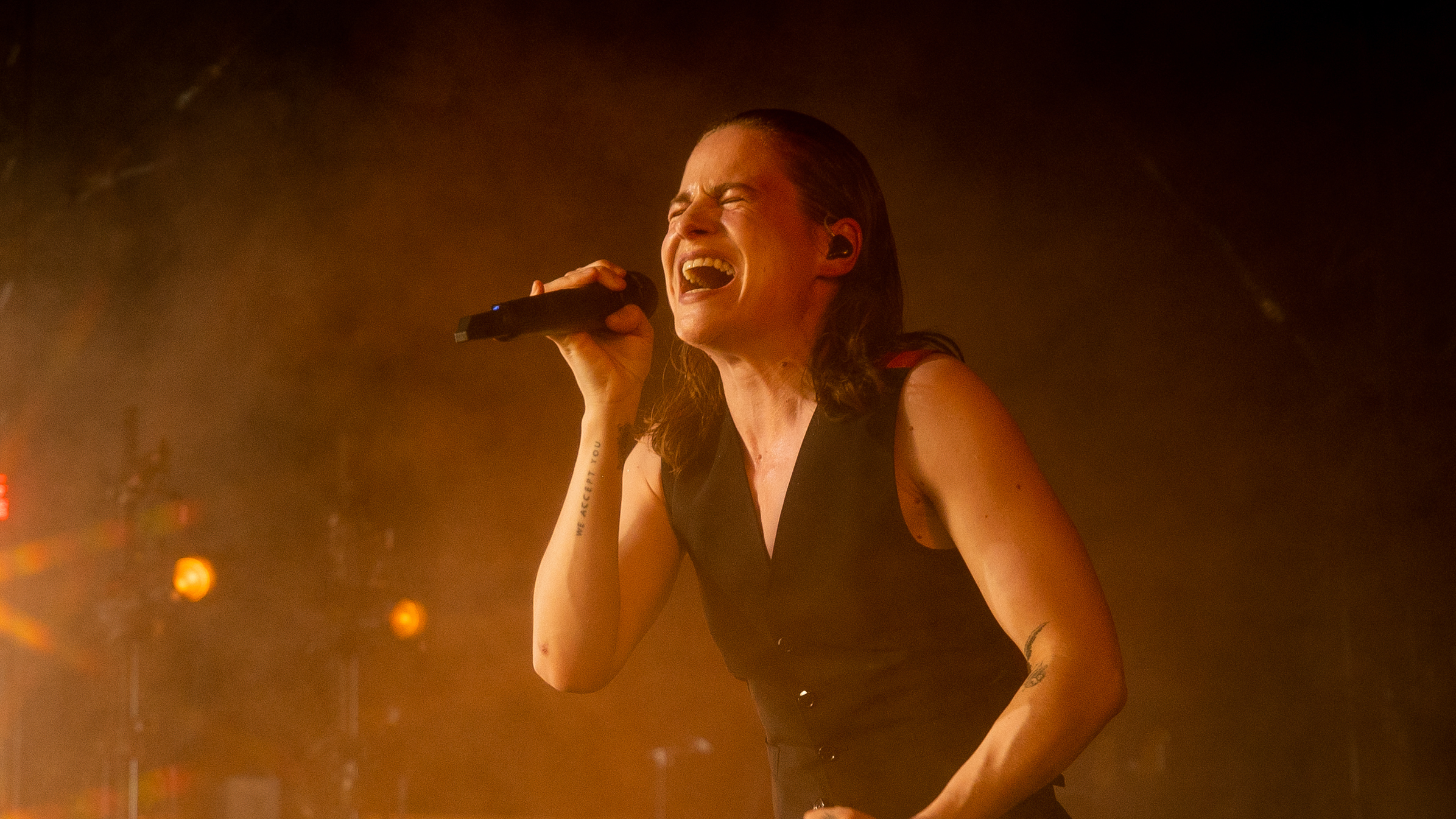 Christine and the Queens performs during the 2023 Coachella Valley Music and Arts Festival in Indio, California.