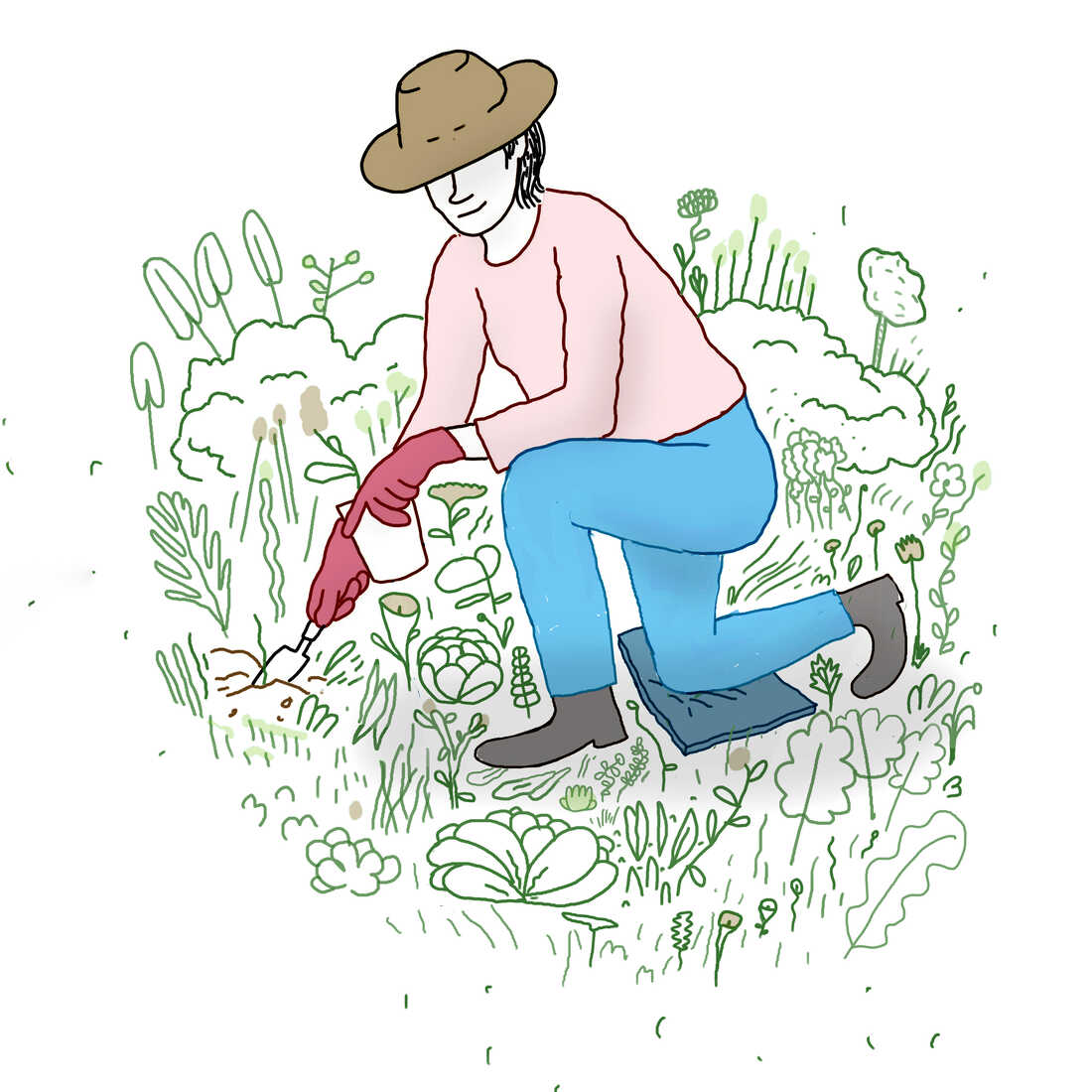 Kneeling can be a safe position for gardeners.