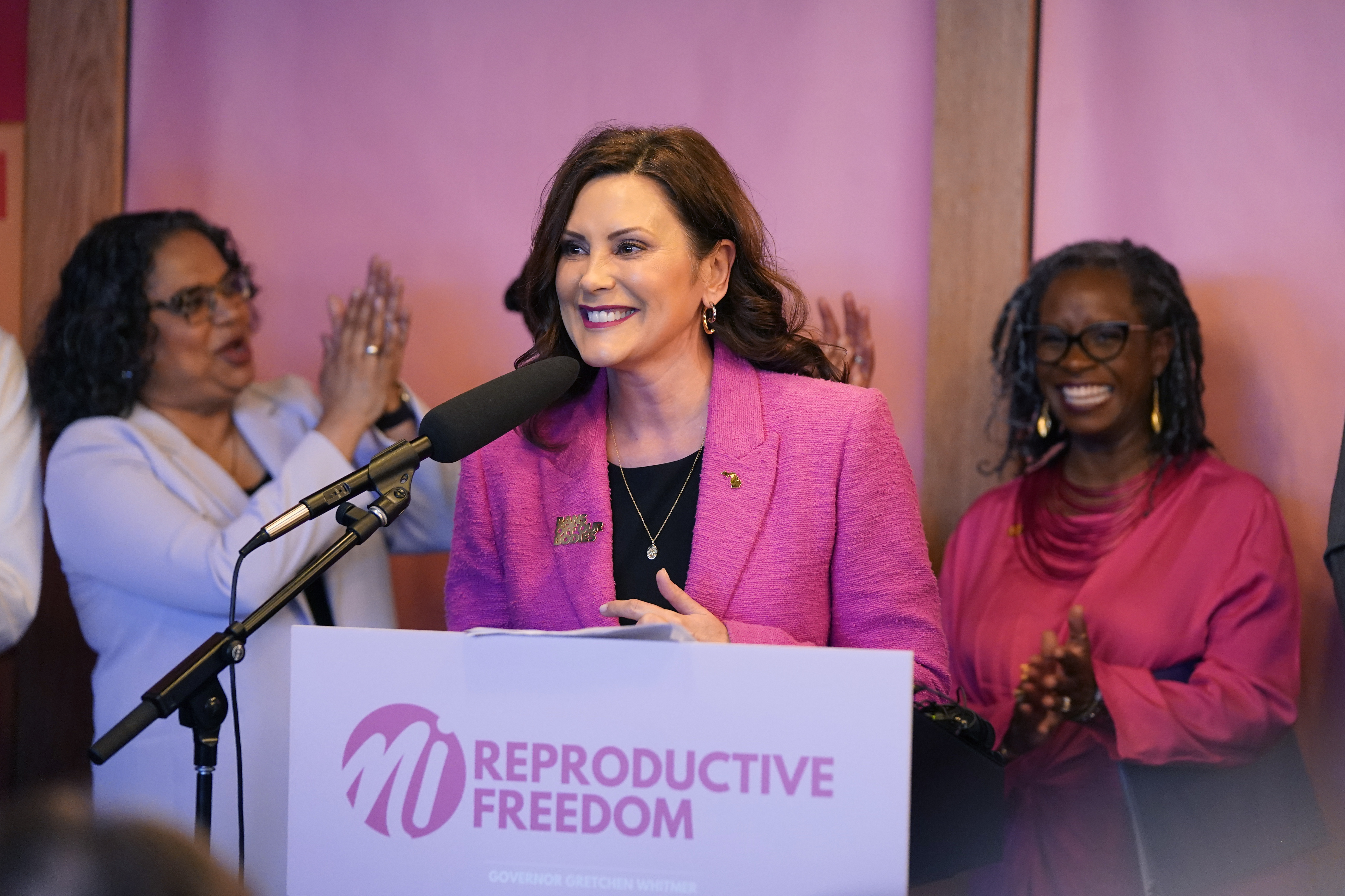 A year since Dobbs, these are the many ways states are protecting abortion 1 Michigan Gov. Gretchen Whitmer addresses supporters before signing legislation to repeal the 1931 abortion ban statute, which criminalized abortion in nearly all cases during a bill signing ceremony, Wed., April 5, 2023, in Birmingham, Mich.