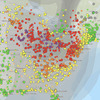 Large areas of the United States have red and purple air pollution warnings from Canadian smoke