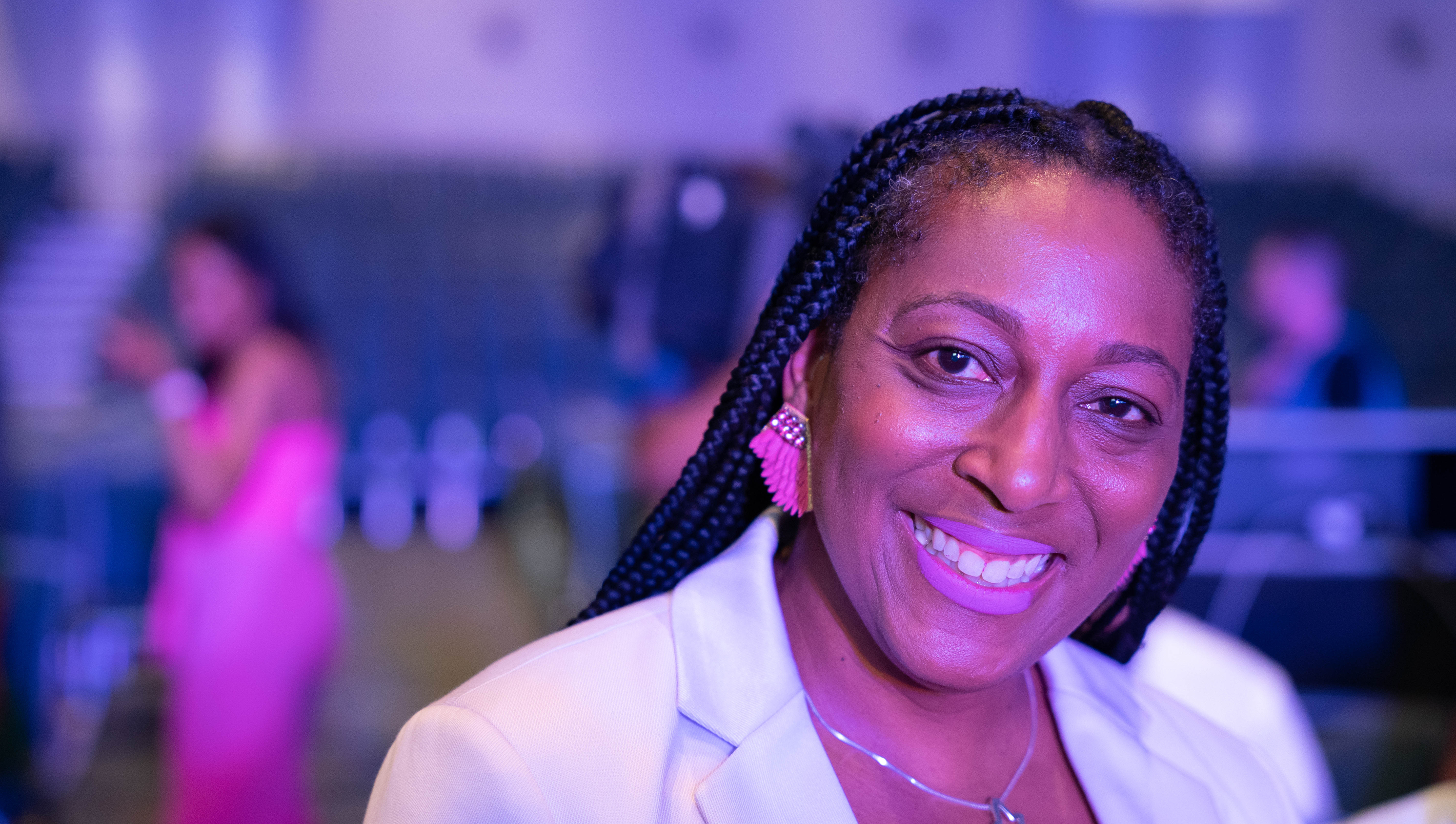 Dr. Tomayia Colvin attends a panel featuring Vice President Kamala Harris at Essence Fest in New Orleans, LA on June 30, 2023.