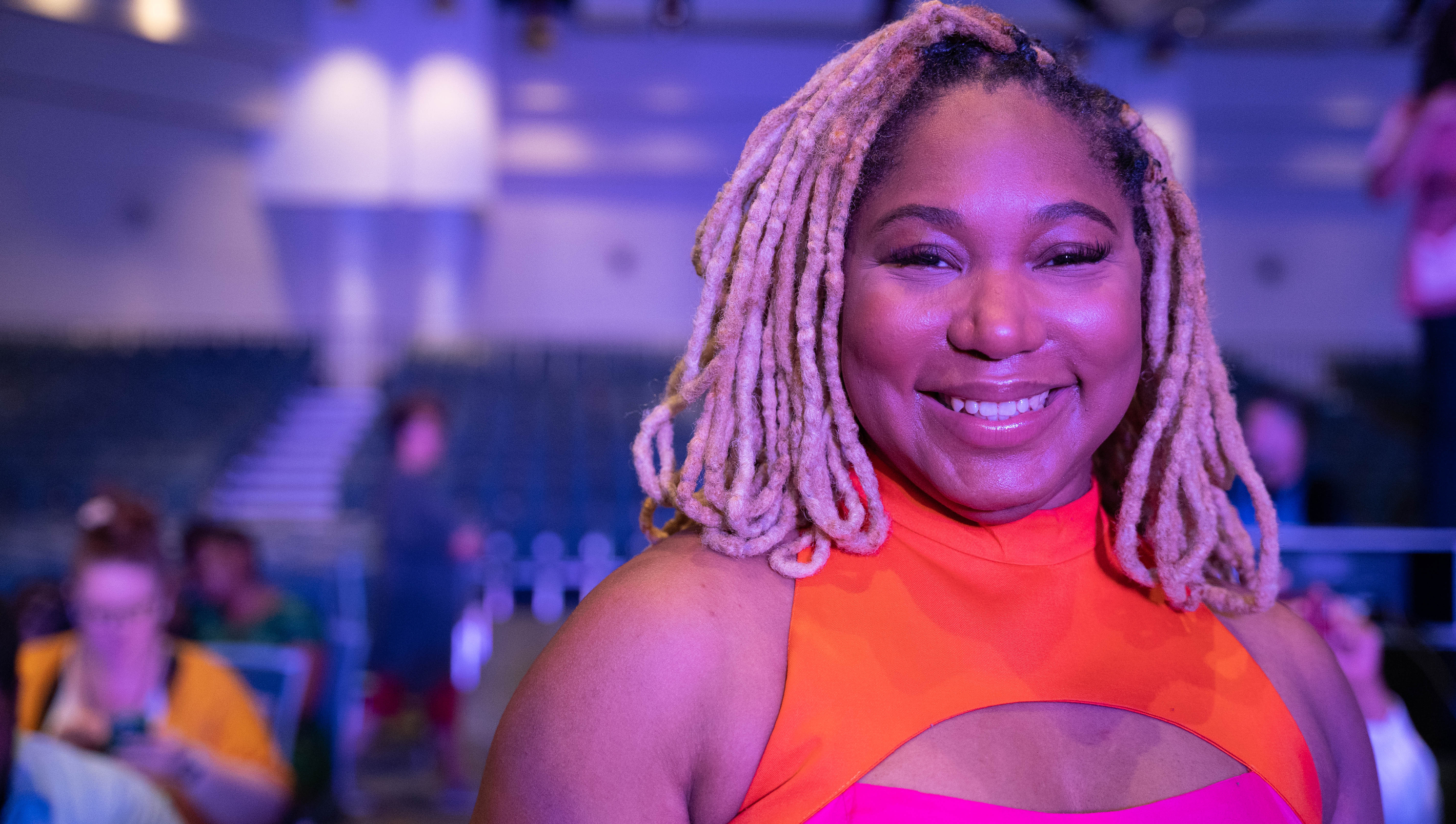 Essence Fest attendees await a panel featuring Vice President Kamala Harris in New Orleans, LA on June 30, 2023.