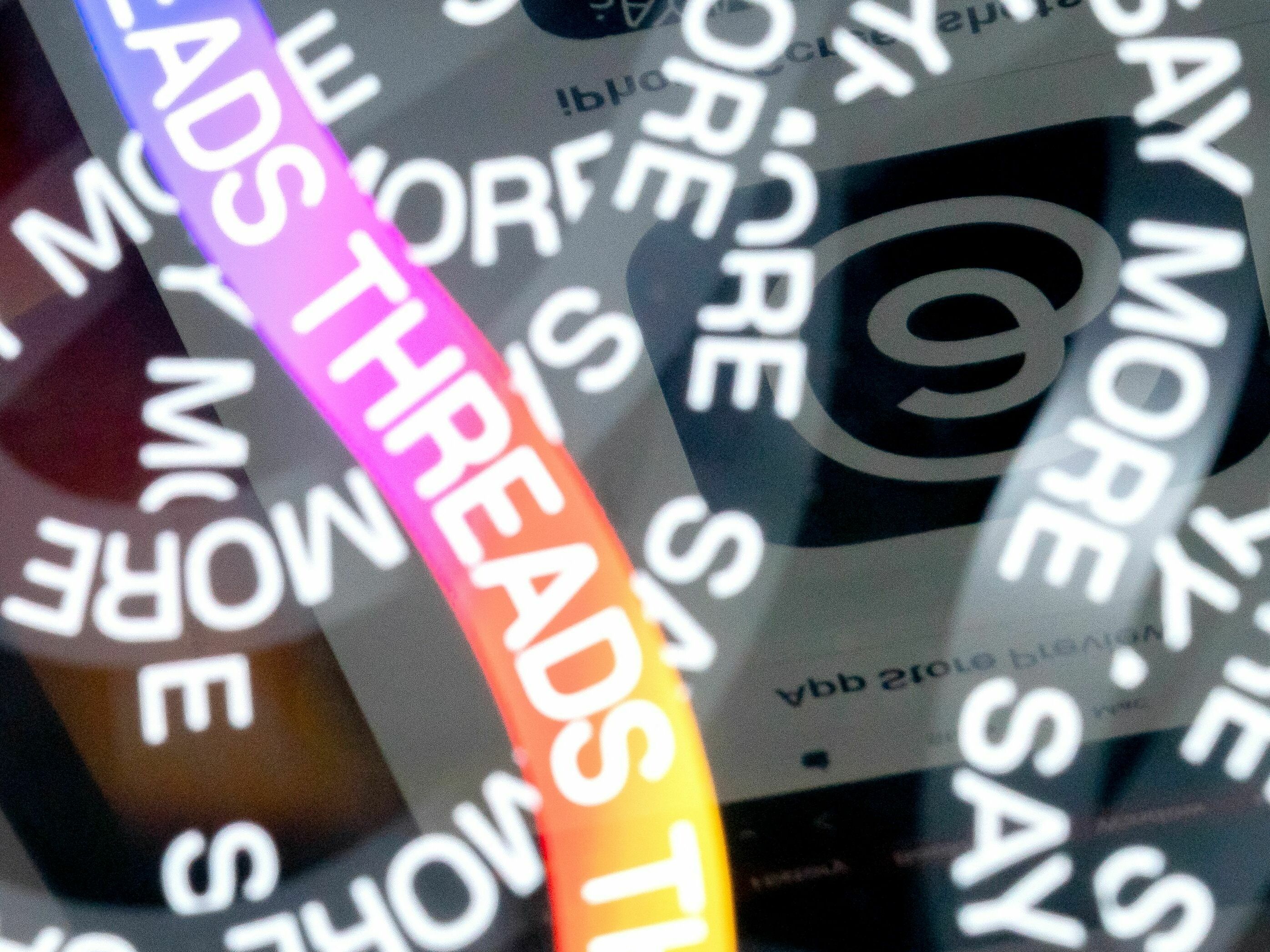 A photo illustration shows the logo for Meta's Threads, an app that gained over 10 million users overnight. (AFP via Getty Images)