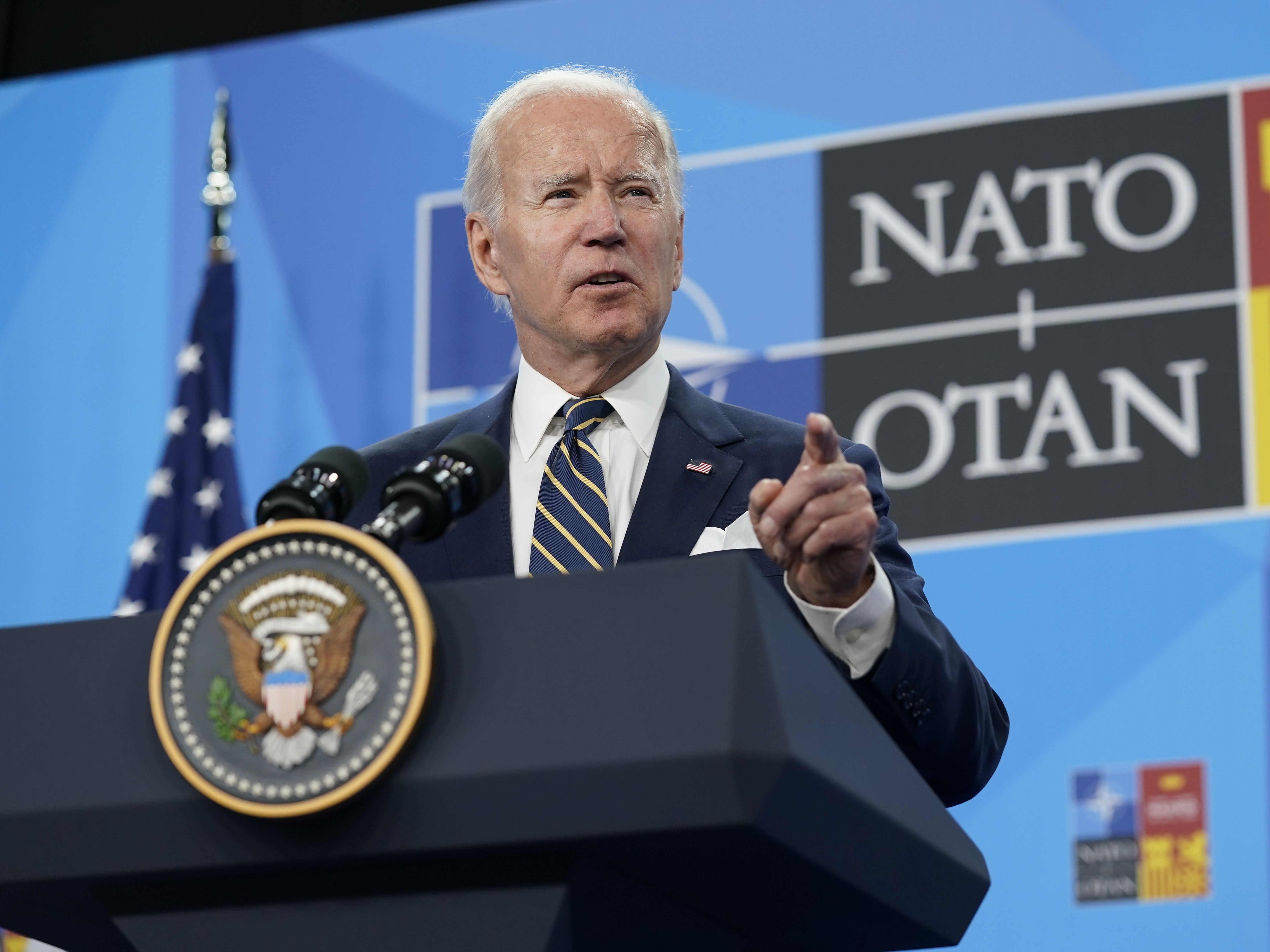 President Biden, seen here at last year's NATO summit in Madrid, will meet with other leaders from the alliance this week in Vilnius, Lithuania.
