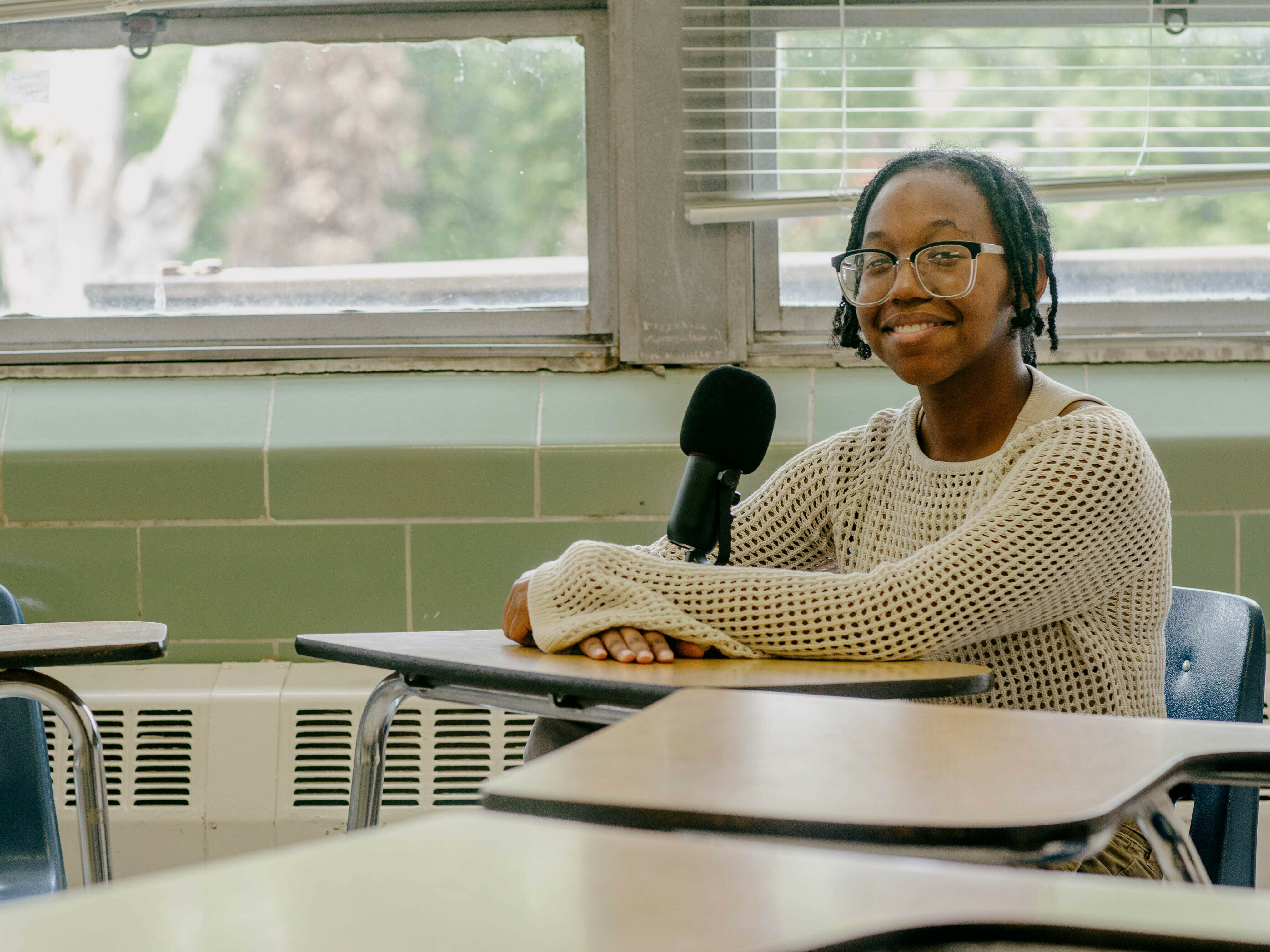 Georgianna McKenny, 17, is the high school grand-prize winner in NPR's fifth-annual Student Podcast Challenge. (Imani Khayyam for NPR)