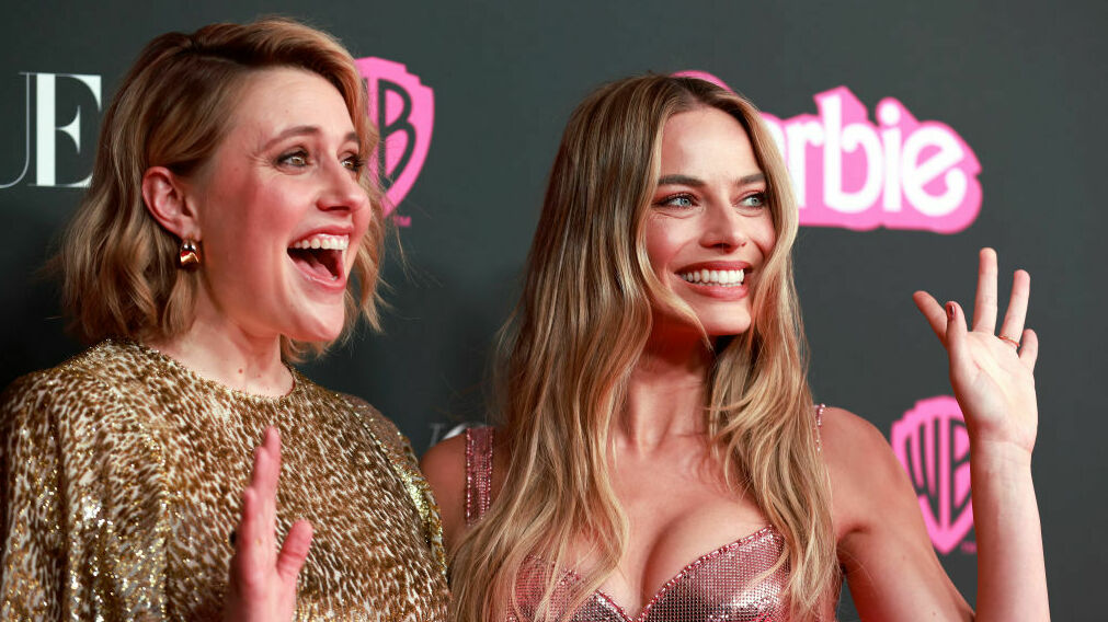 Greta Gerwig and Margot Robbie at a Barbie event in June in Sydney, Australia.