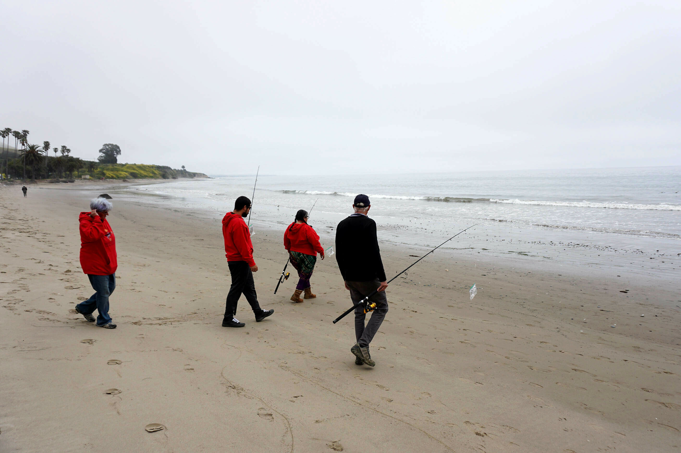 Chumash tribal members are teaming up with scientists at Stanford University to do scientific assessments of the marine life nearby. The fishing rods capture DNA, shed by animals in the ocean.