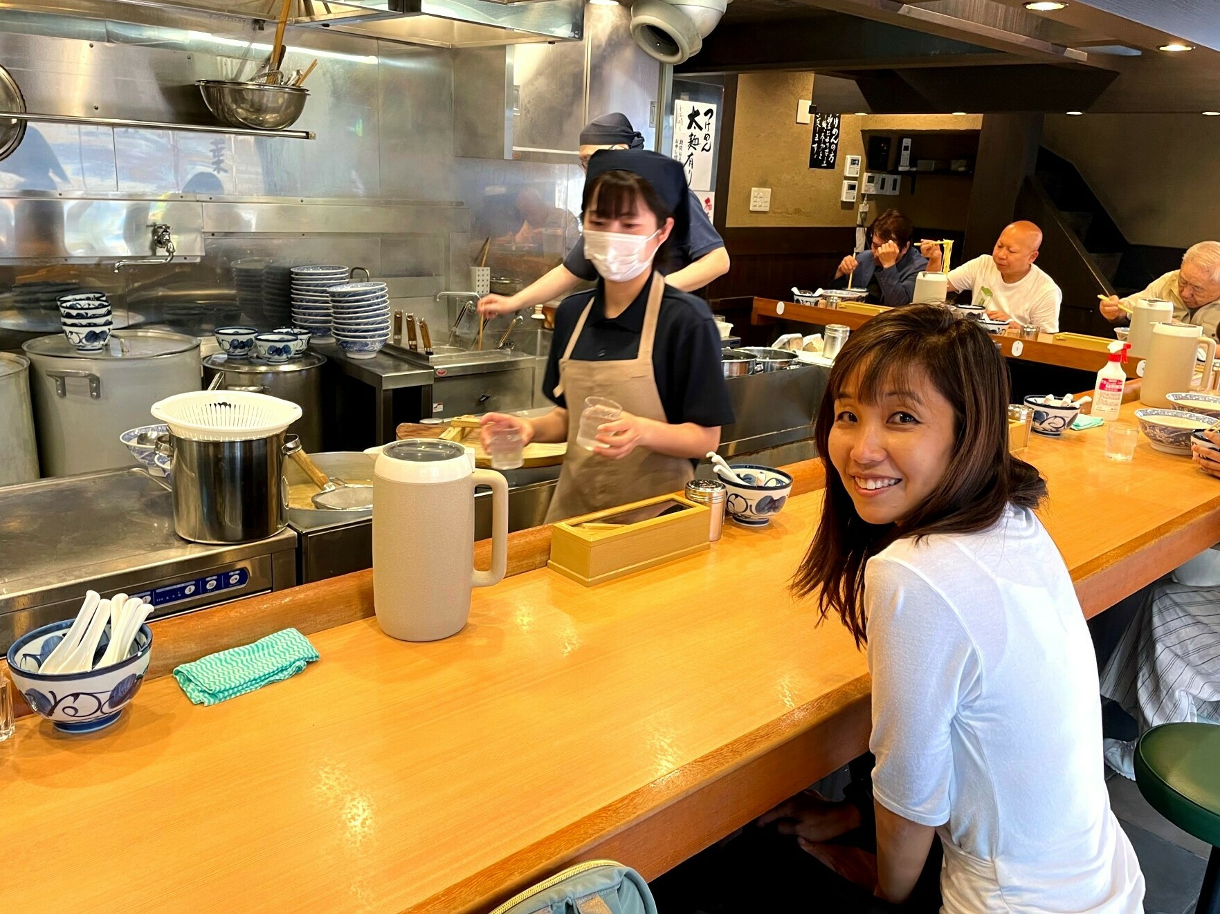 The author awaits a bowl of ramen noodles in a Tokyo restaurant. (Yuki Noguchi/NPR)
