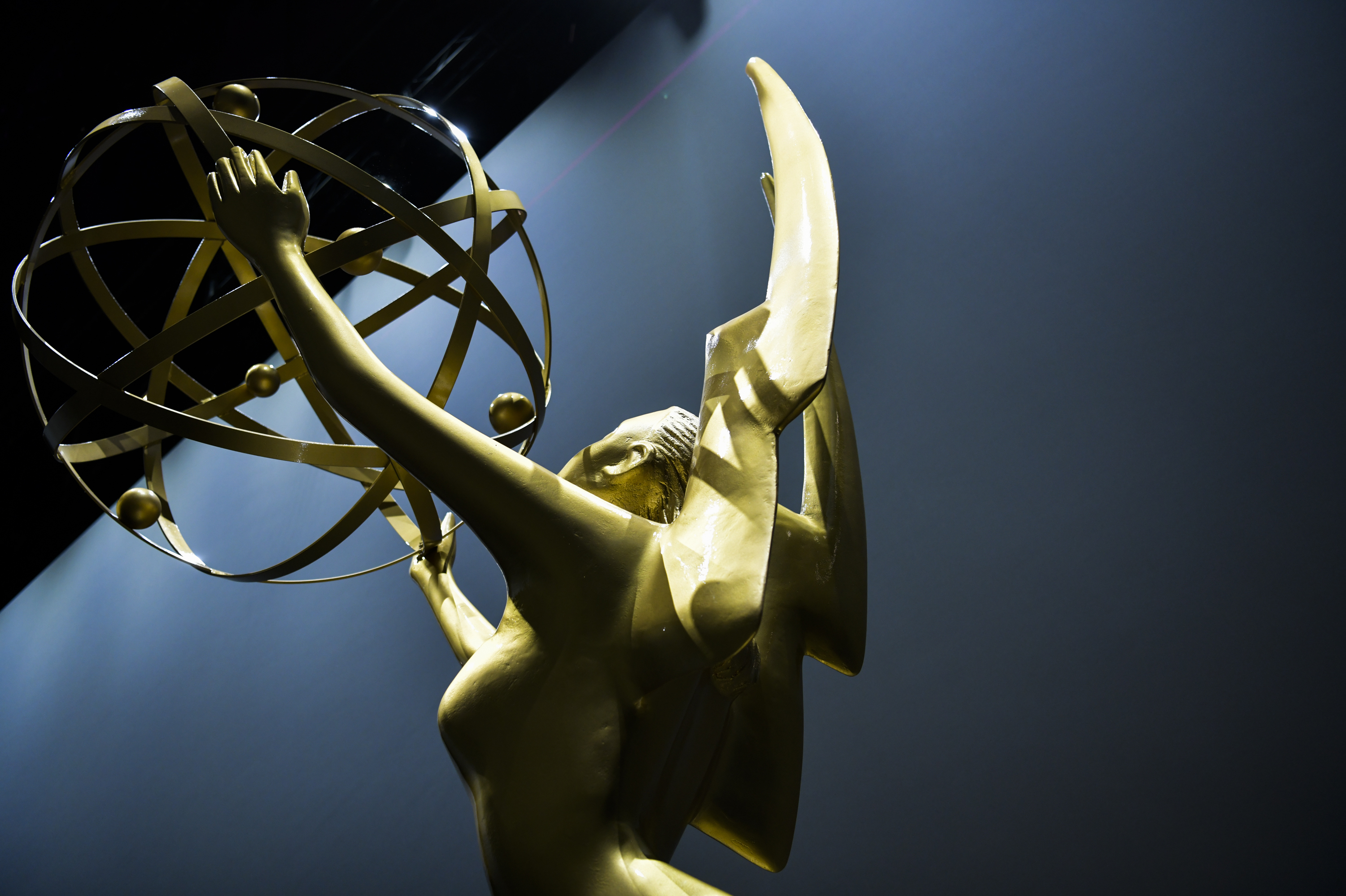 The 75th Emmy Awards were supposed to air on Sept. 18, 2023, but they have been postponed to Jan. 15, 2024. They will air on FOX. Above, an Emmy statuette in Los Angeles in September 2019. (Getty Images)