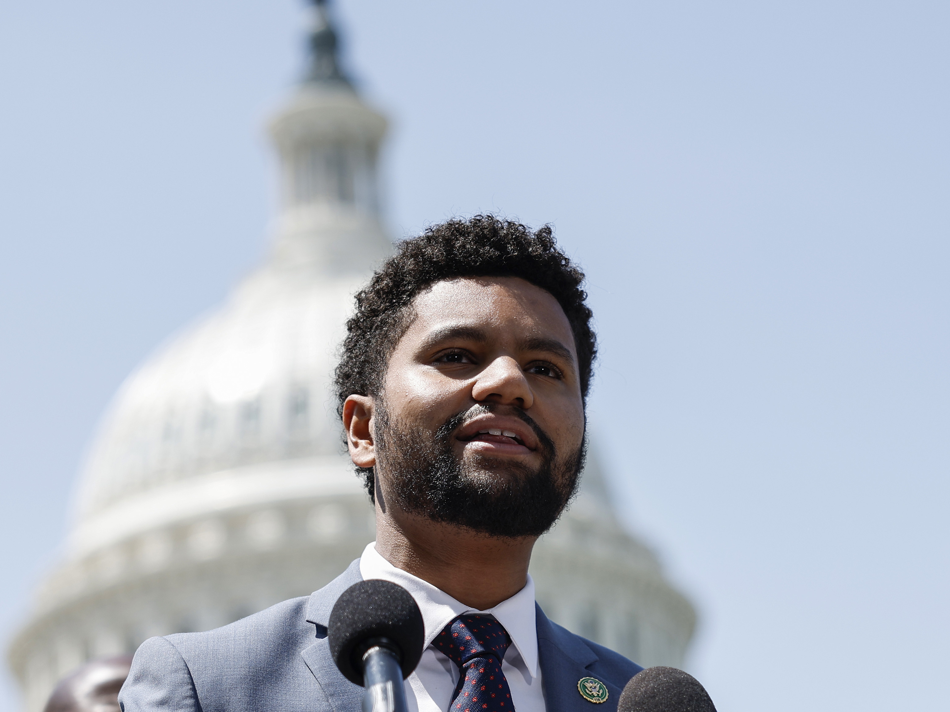 Rep. Maxwell Frost (D-FL) speaks at a press conference on Gun Safety legislation outside the U.S. Capitol Building on May 18, 2023 in Washington, DC. (Getty Images)