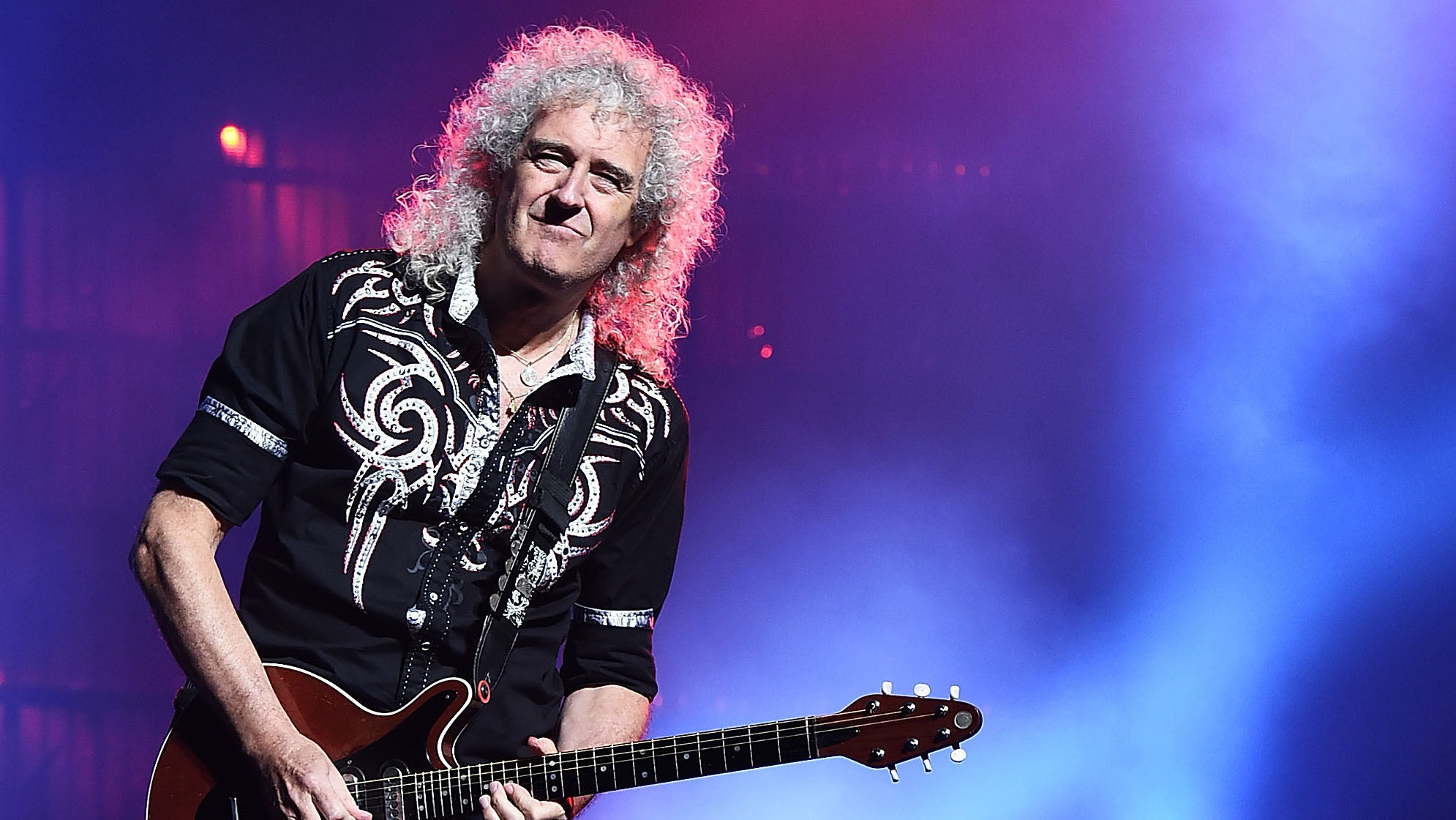 Brian May performs with Queen in 2017.