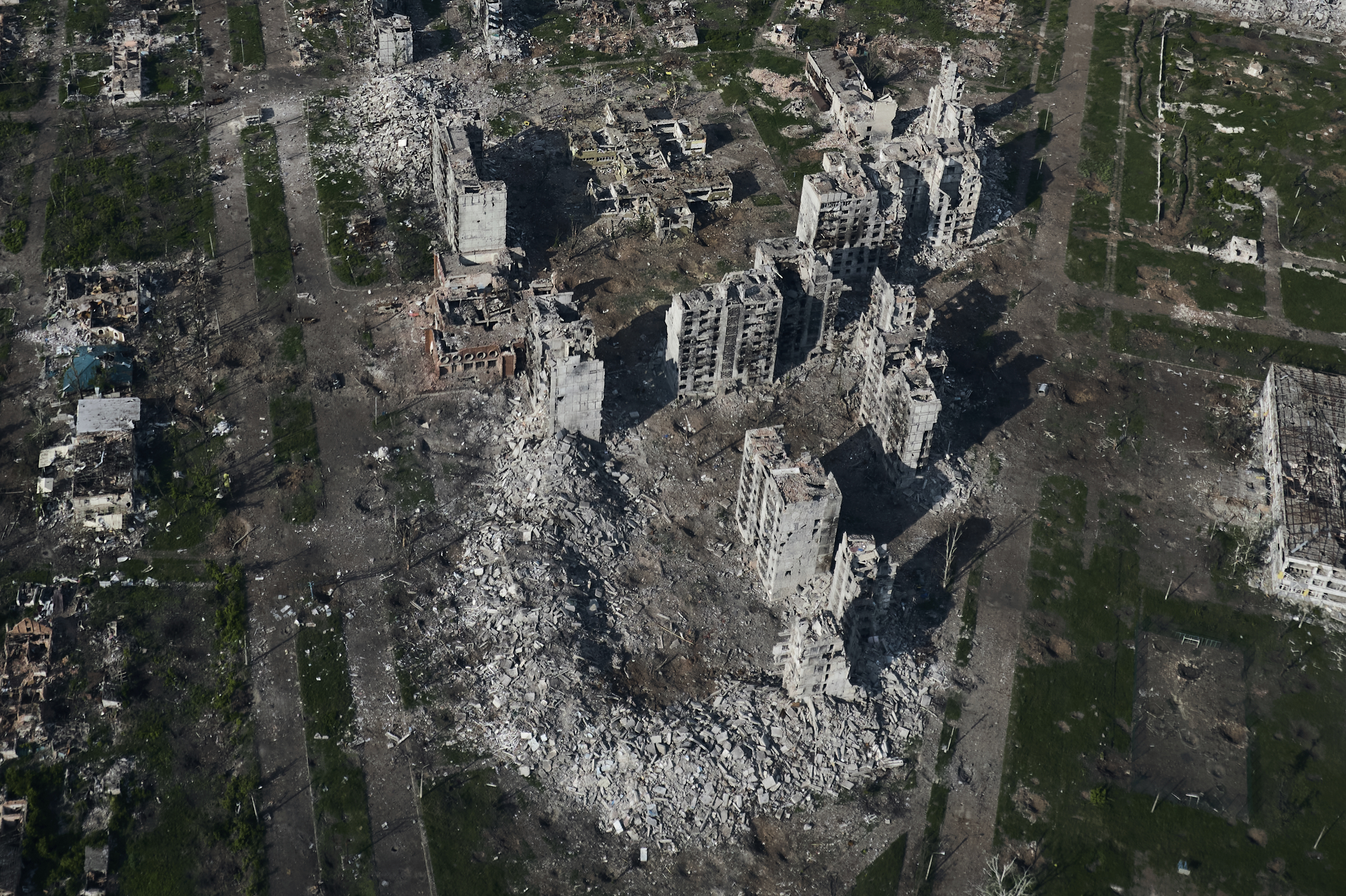 A Ukrainian rescue worker's memories are on pause as he evacuates people 4 An aerial view of Bakhmut, the site of the heaviest battles with the Russian troops in the Donetsk region of Ukraine, on June 22.
