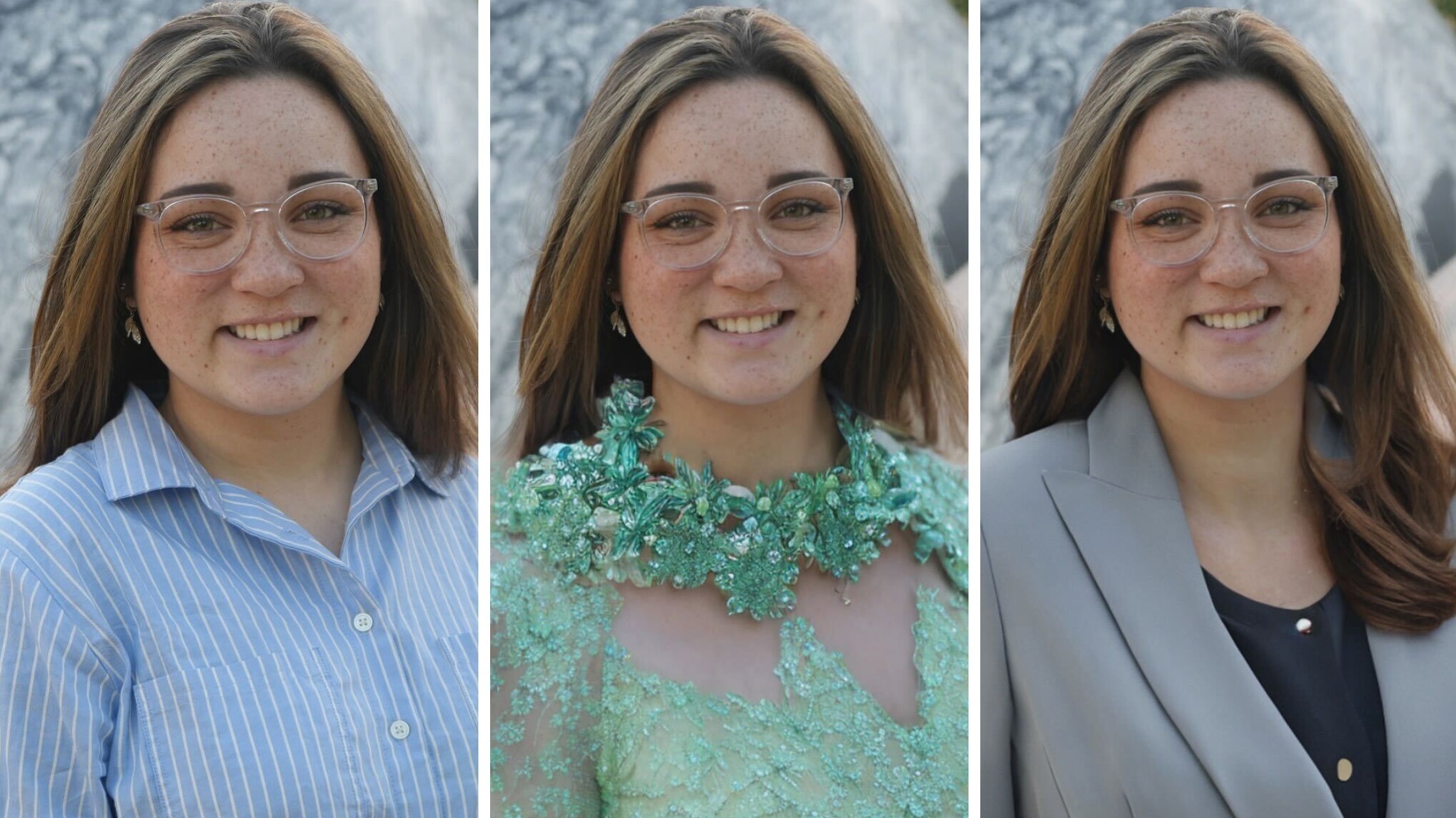 The photo on the left was what Sophia Jones fed the AI service. It generated the two images on the right.