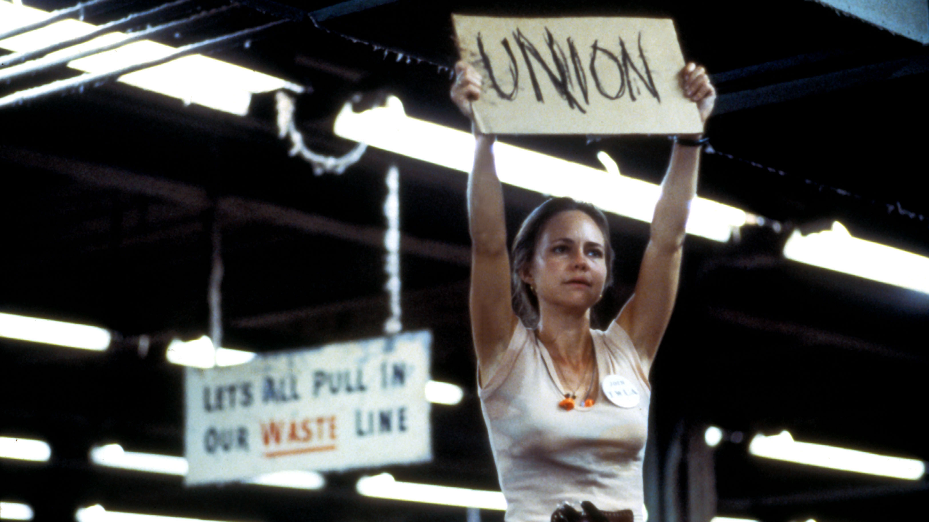 Sally Field plays a cotton mill worker in the 1979 drama Norma Rae.