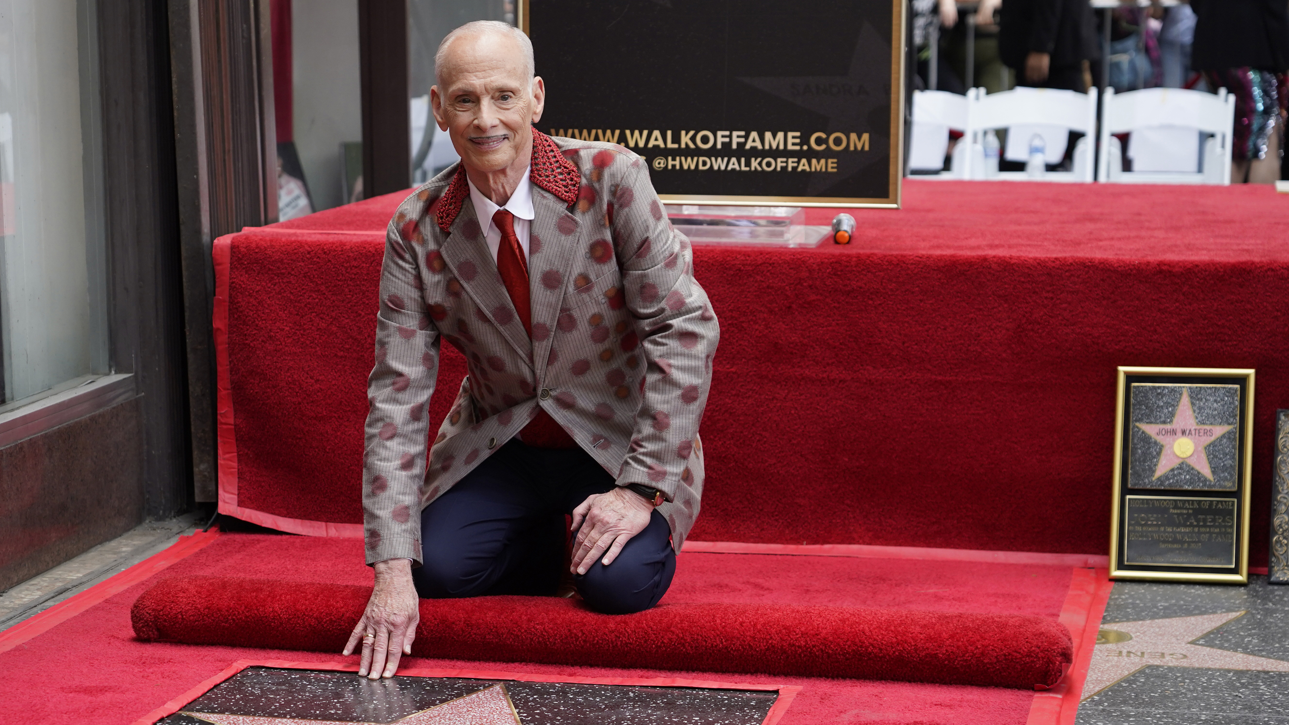 Self-described "filth elder" John Waters unveiled his sidewalk star on the Hollywood Walk of Fame on Monday. "It