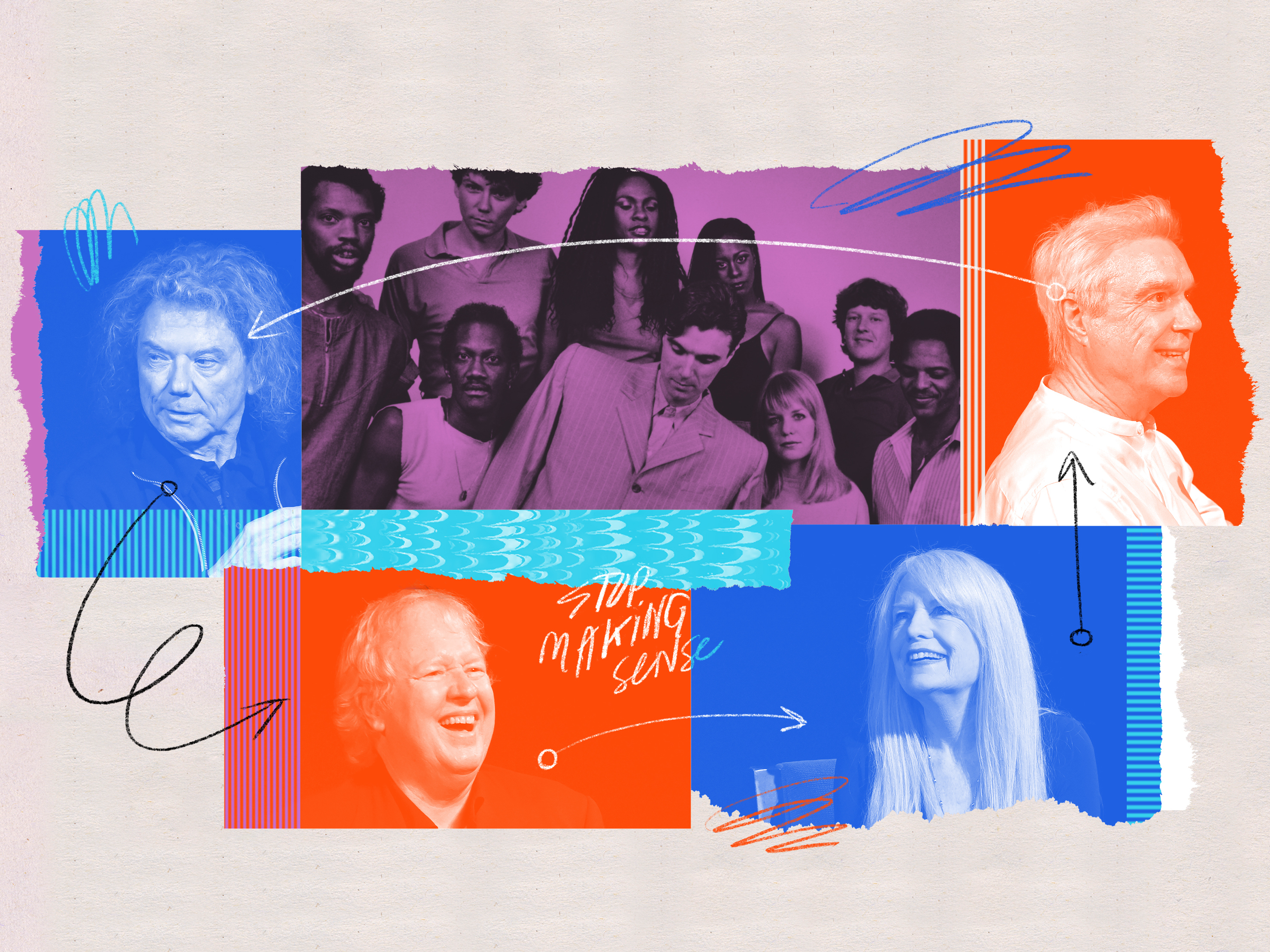 Up First briefing: Hollywood writers deal, NASA asteroid sample, pickleball caucus 3 The members of Talking Heads — Jerry Harrison, Chris Frantz, Tina Weymouth and David Byrne — today and as they appeared in 1983 with their live band, for the concerts that would become the film Stop Making Sense.