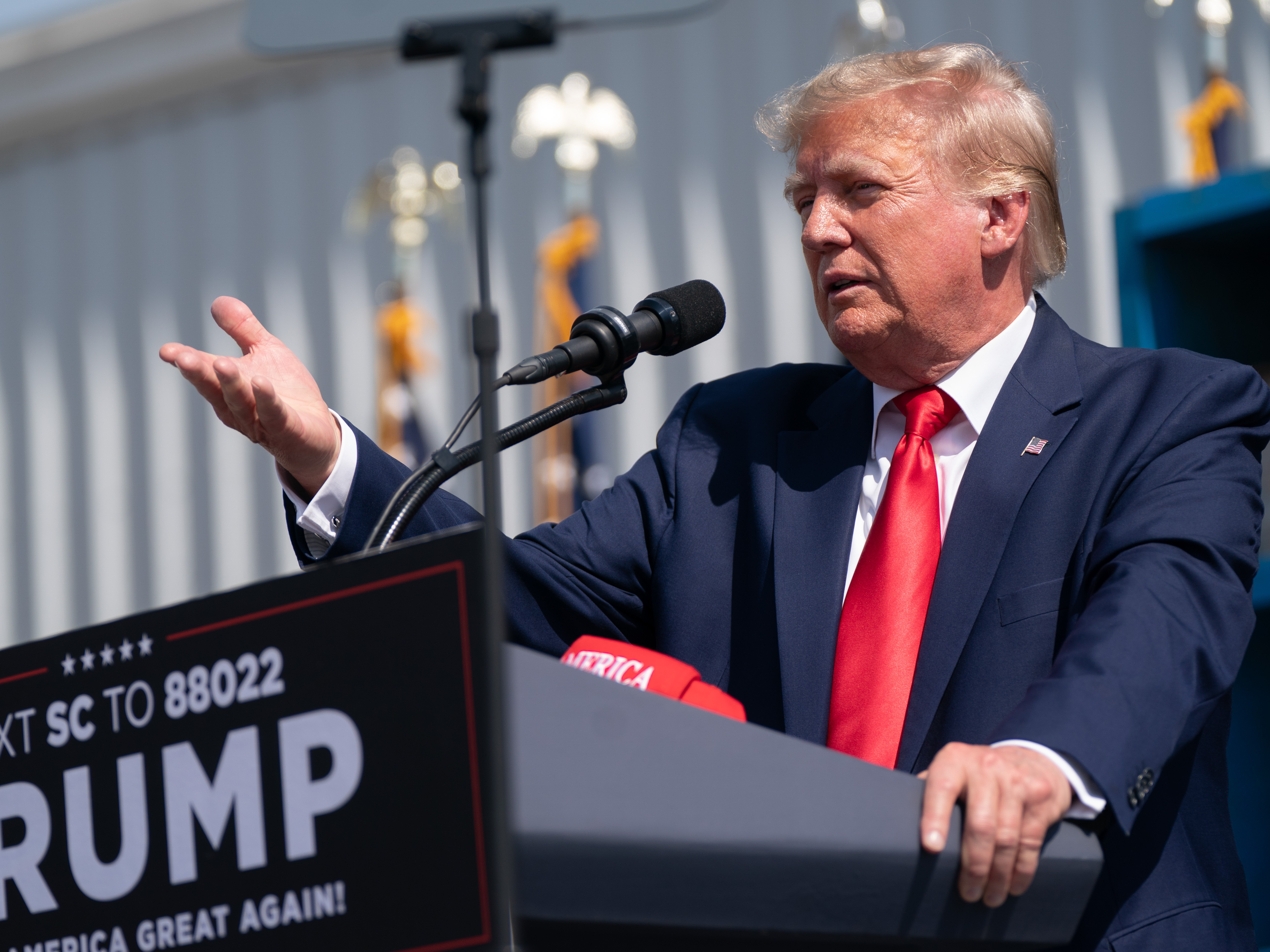 Former President Donald Trump speaks to a crowd during a campaign rally on Sept. 25, 2023 in Summerville, S.C. (Getty Images)