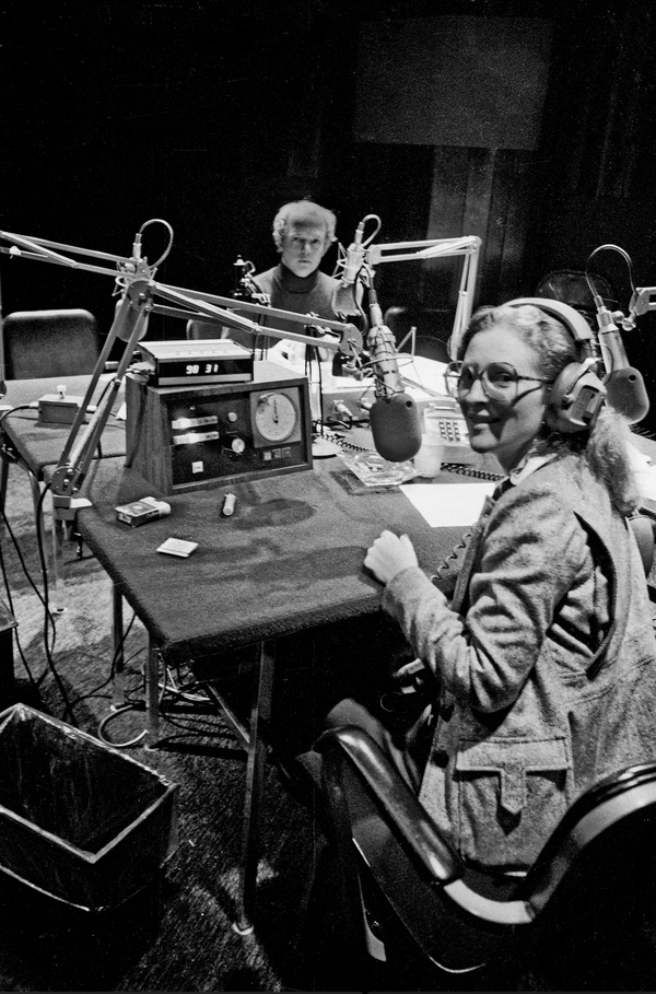 Barbara Hoctor Lynch, right, is pictured cohosting All Things Considered with Noah Adams at a studio in a former NPR building in Washington, D.C., during the 1970s.