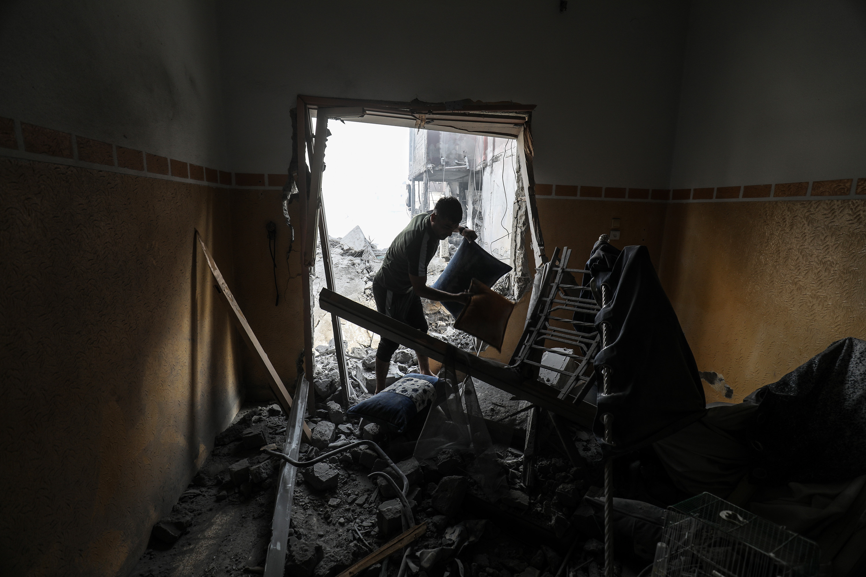 Tues., Oct. 10: A view of debris of a municipality building after Israeli airstrikes in Khan Yunis, Gaza.