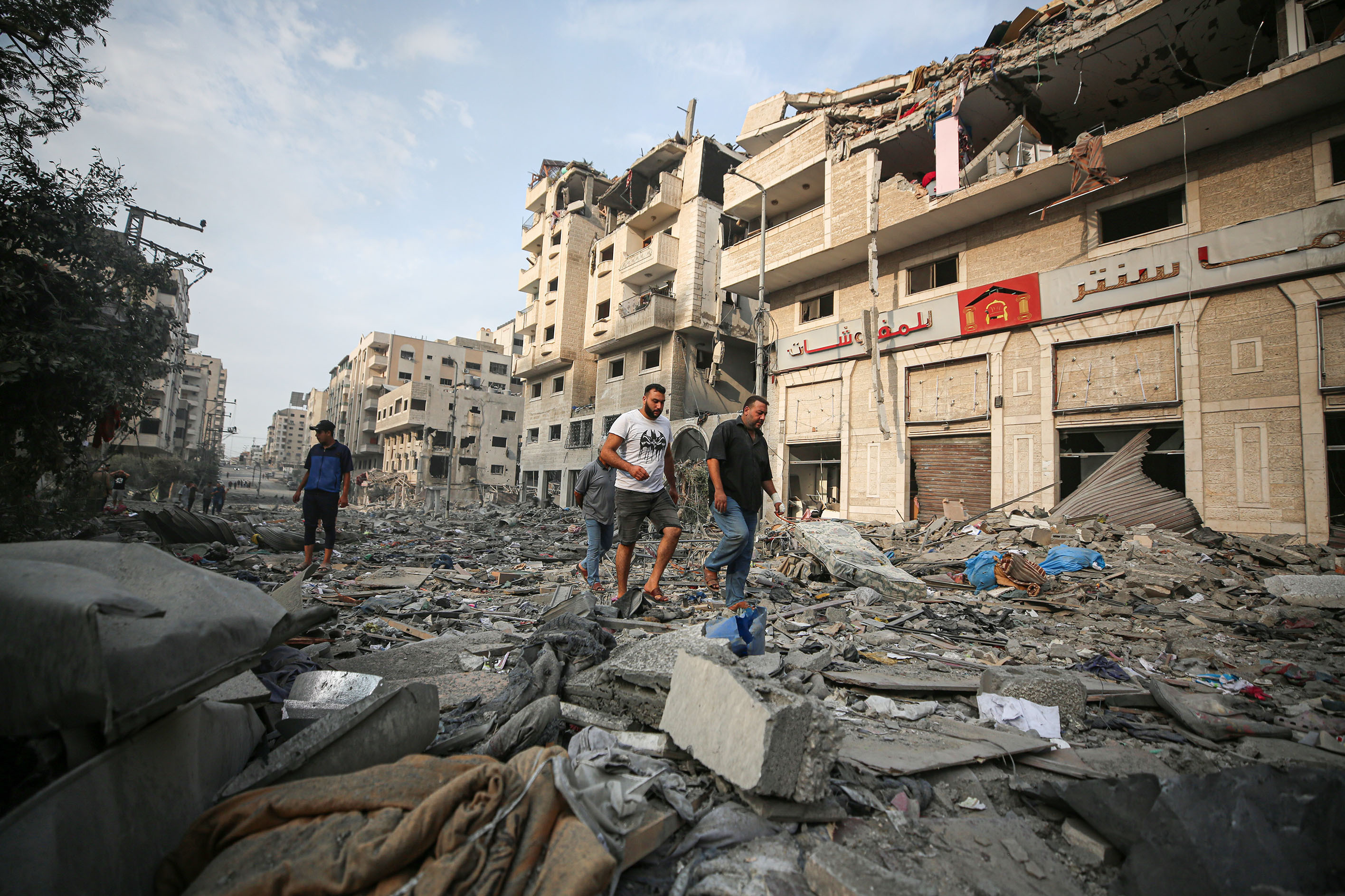Tues., Oct. 10: A view of destroyed buildings and debris at the al-Rimal neighborhood after Israeli airstrikes in Gaza Strip.