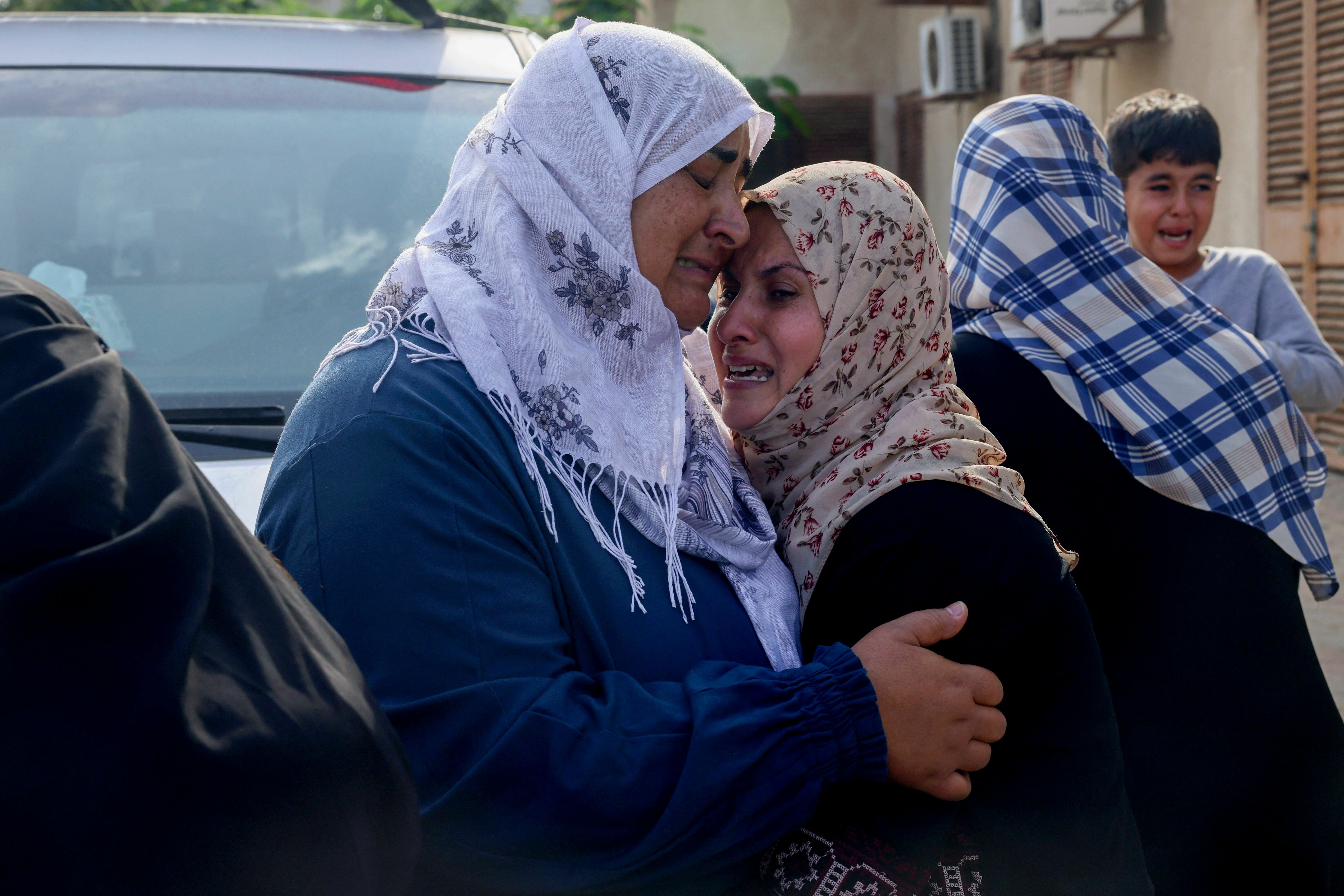 Tues., Oct. 10: People mourn during the funeral of Palestinians killed in overnight Israeli shelling in Khan Yunis in the southern Gaza Strip.