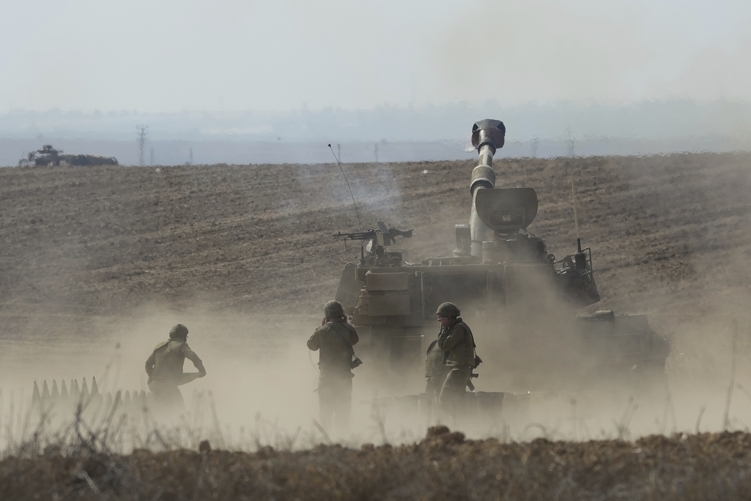 Wed., Oct. 11: An Israeli mobile artillery unit fired a shell from southern Israel towards the Gaza Strip, in a position a near the Israel Gaza border.