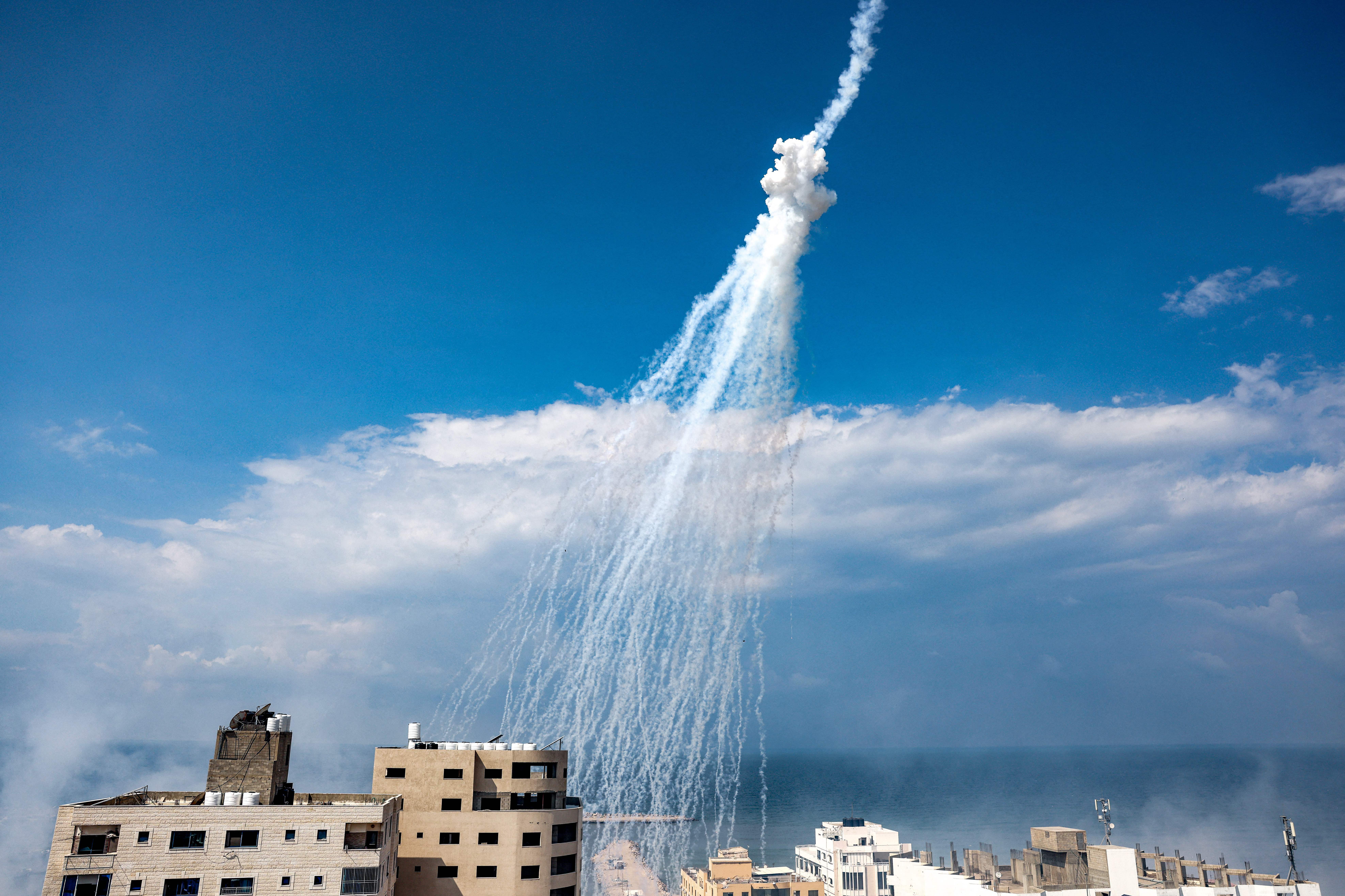 Wed., Oct. 11: Smoke from Israeli bombardment is pictured over the Gaza City seaport.