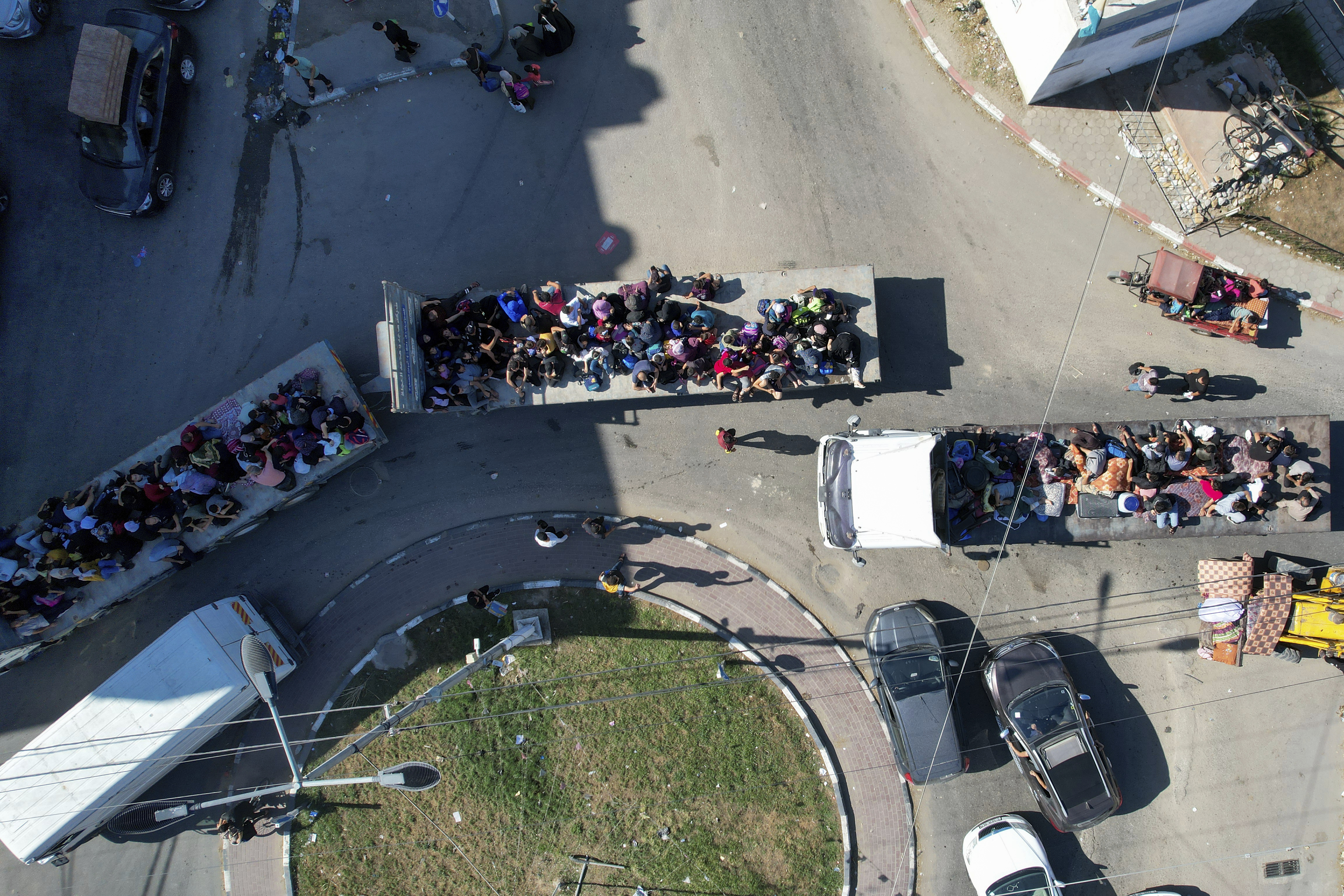 Fri., Oct. 13: Palestinians fleeing from northern Gaza to the south after the Israeli army issued an unprecedented evacuation warning to a population of over 1 million people in northern Gaza and Gaza City.