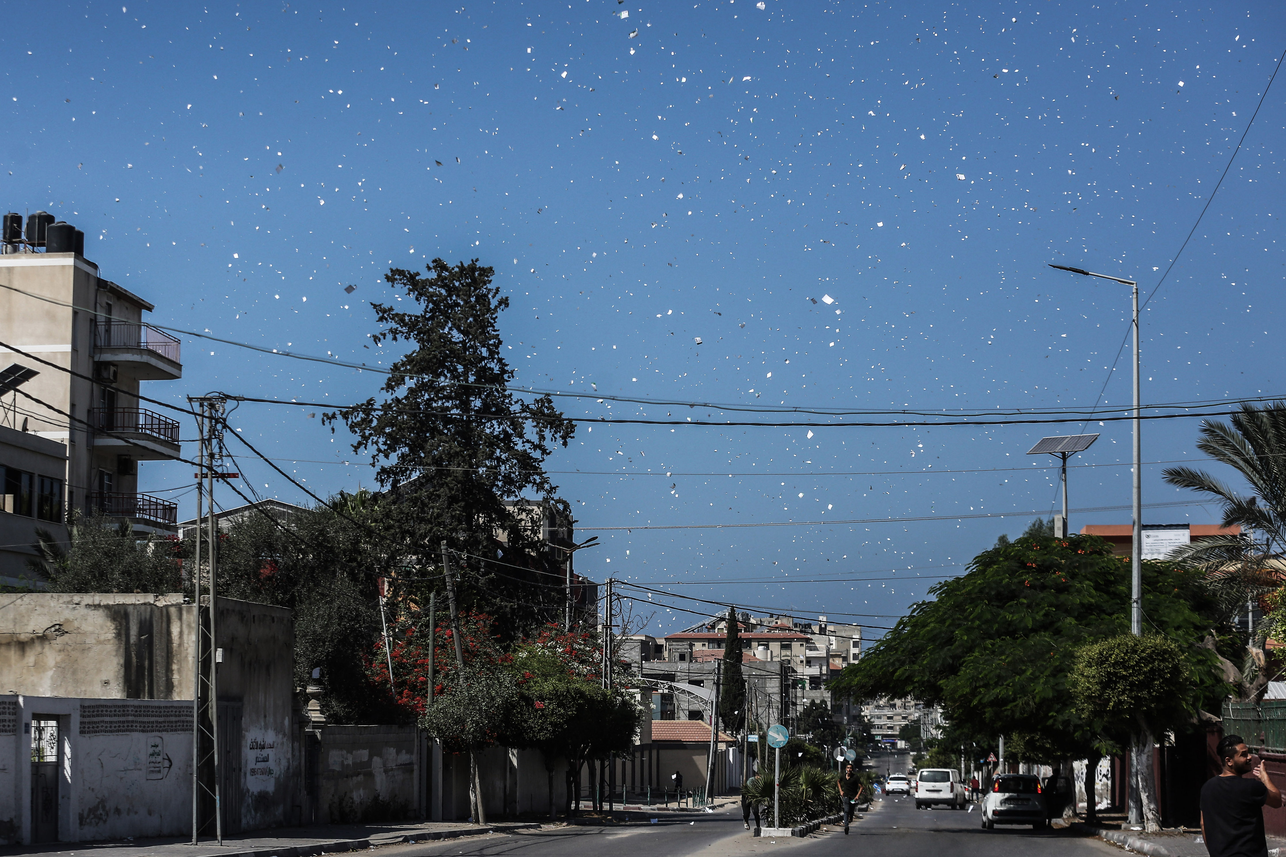 Fri., Oct. 13: Israeli army planes drop leaflets over Gaza City residents, asking them to flee to the south of the Strip immediately.