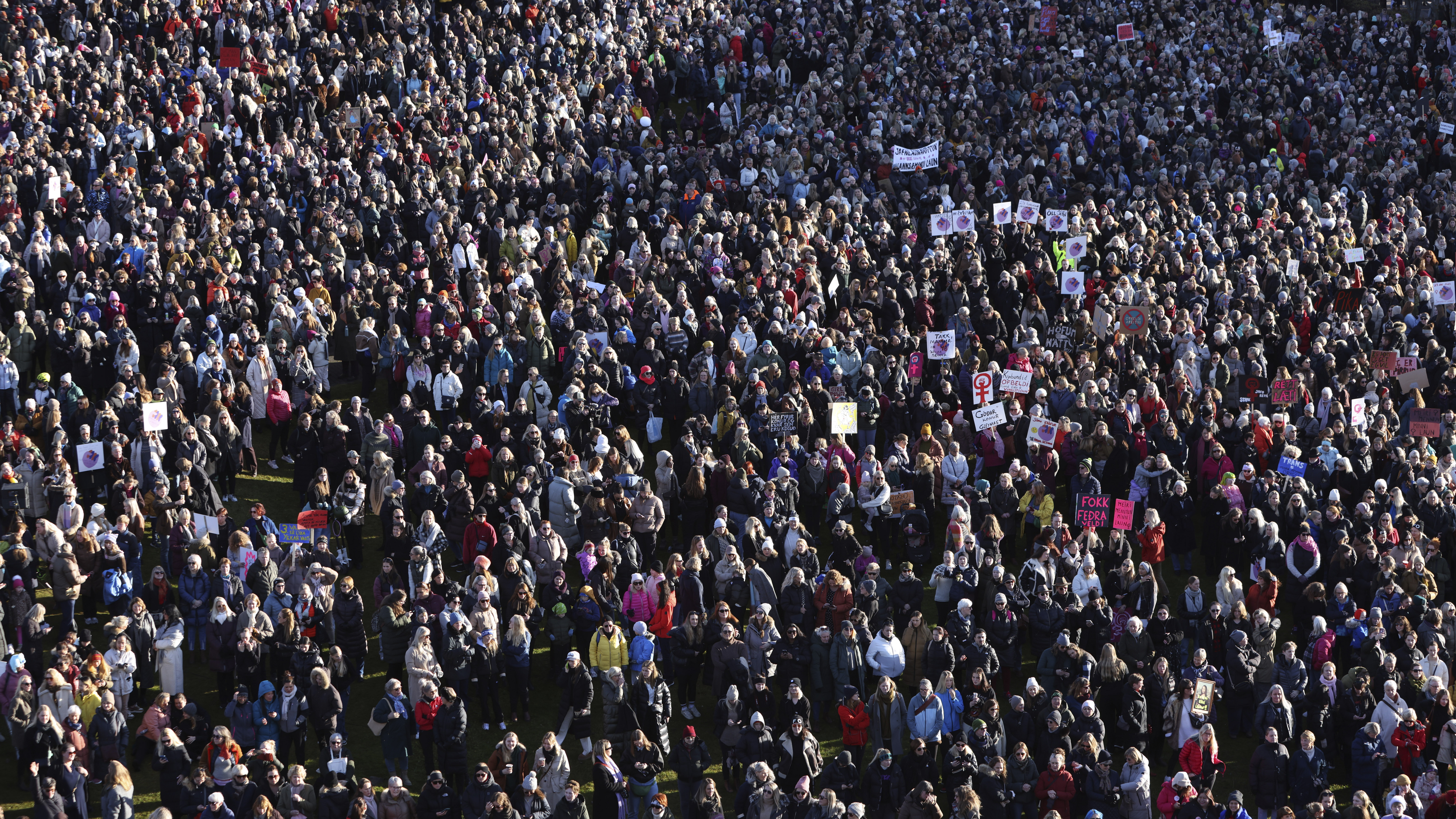People across Iceland gather during the women