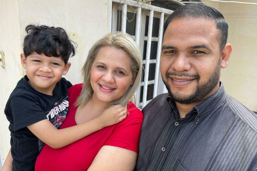 Ángel Marín, his wife Carolina and their 4-year-old son, Matías, left Venezuela to try to start a life in the U.S. (John Otis for NPR)