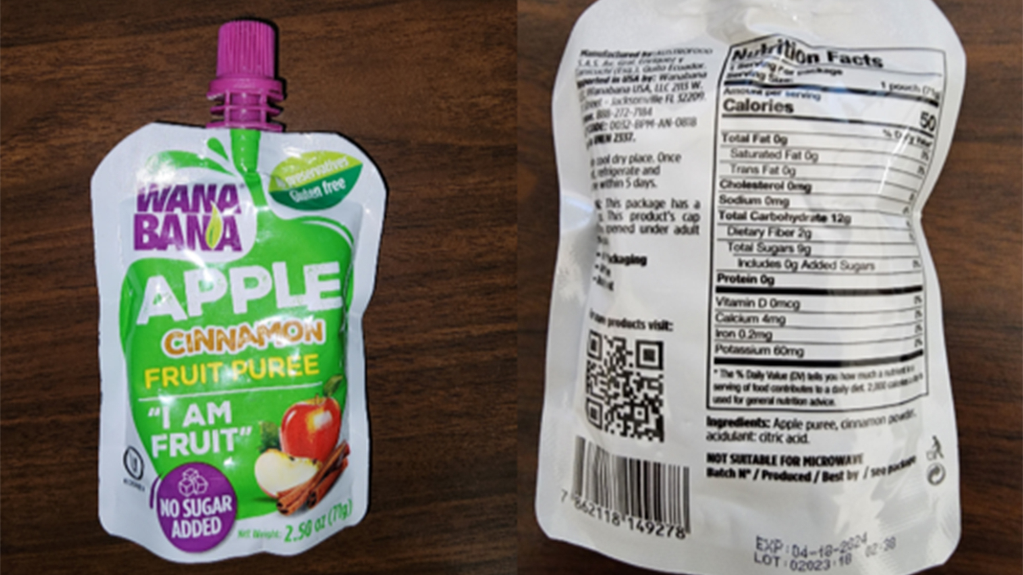 FDA warns that WanaBana fruit pouches contain high lead levels, endangering children