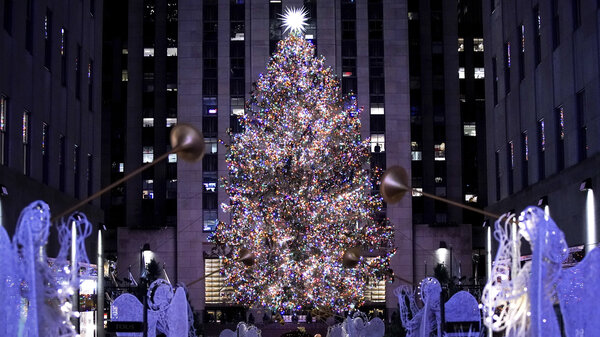  The Rockefeller Center Christmas tree stands illuminated following the 90th annual lighting ceremony on Nov. 30, 2022, in New York.