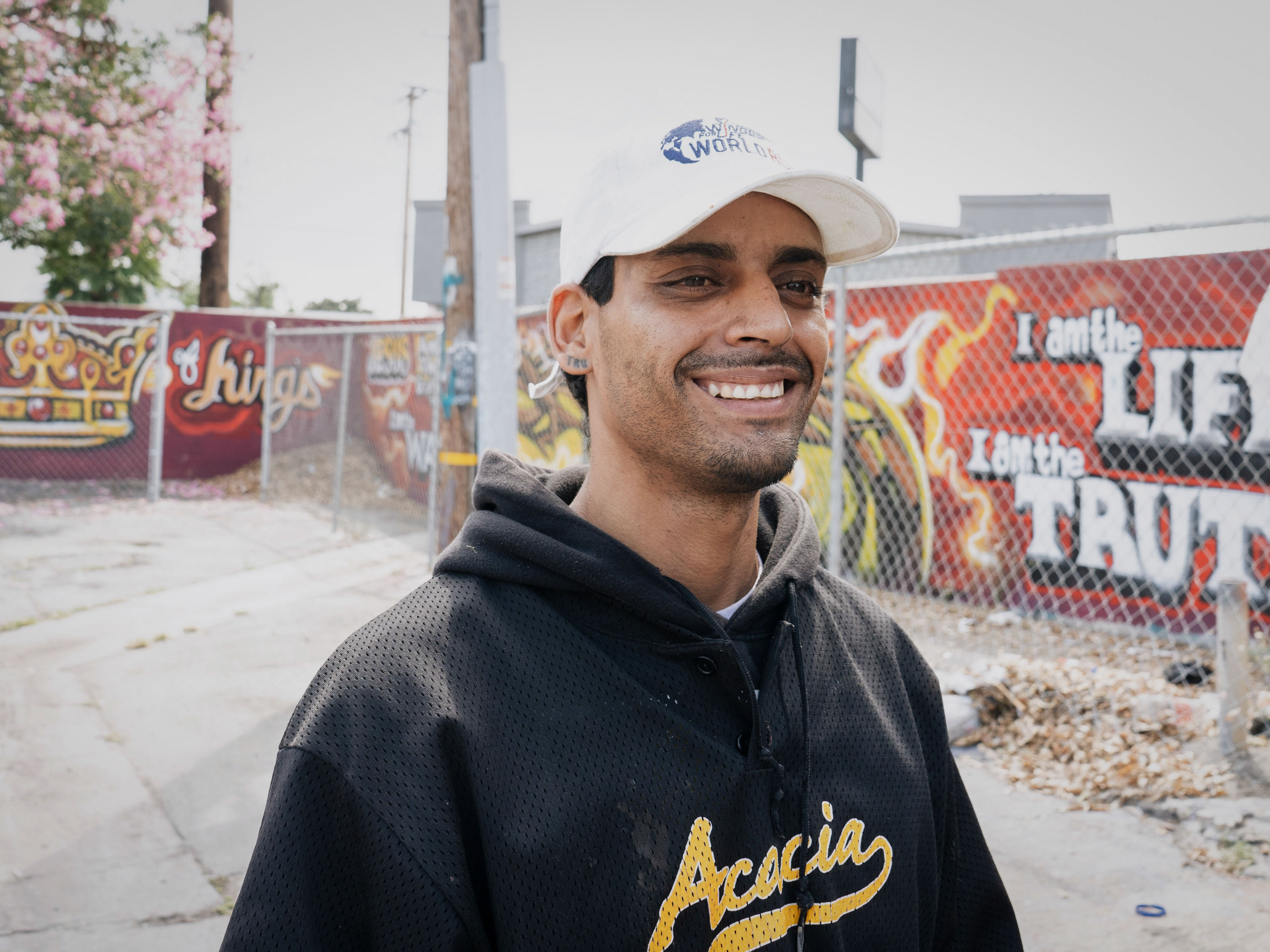 'Frustration all across the board.' A day with homelessness outreach workers in LA 7 Andy Romero poses for a portrait near the tent where he lives in South LA. Romero says he grew up in this area but has been without stable housing since his parents separated when he was 12.
