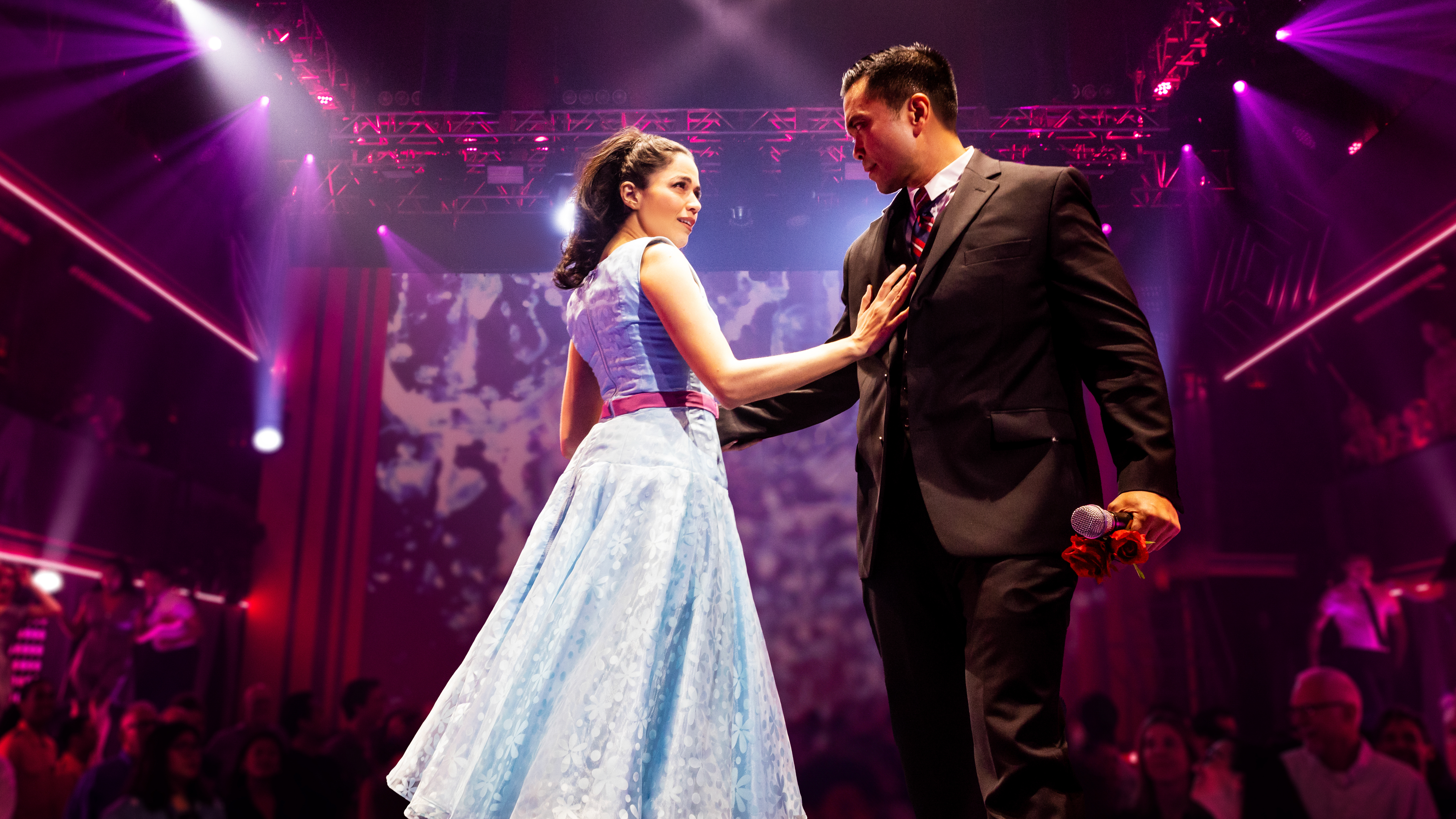 Arielle Jacobs and Jose Llana as Imelda and Ferdinand Marcos in the Broadway musical Here Lives Love.