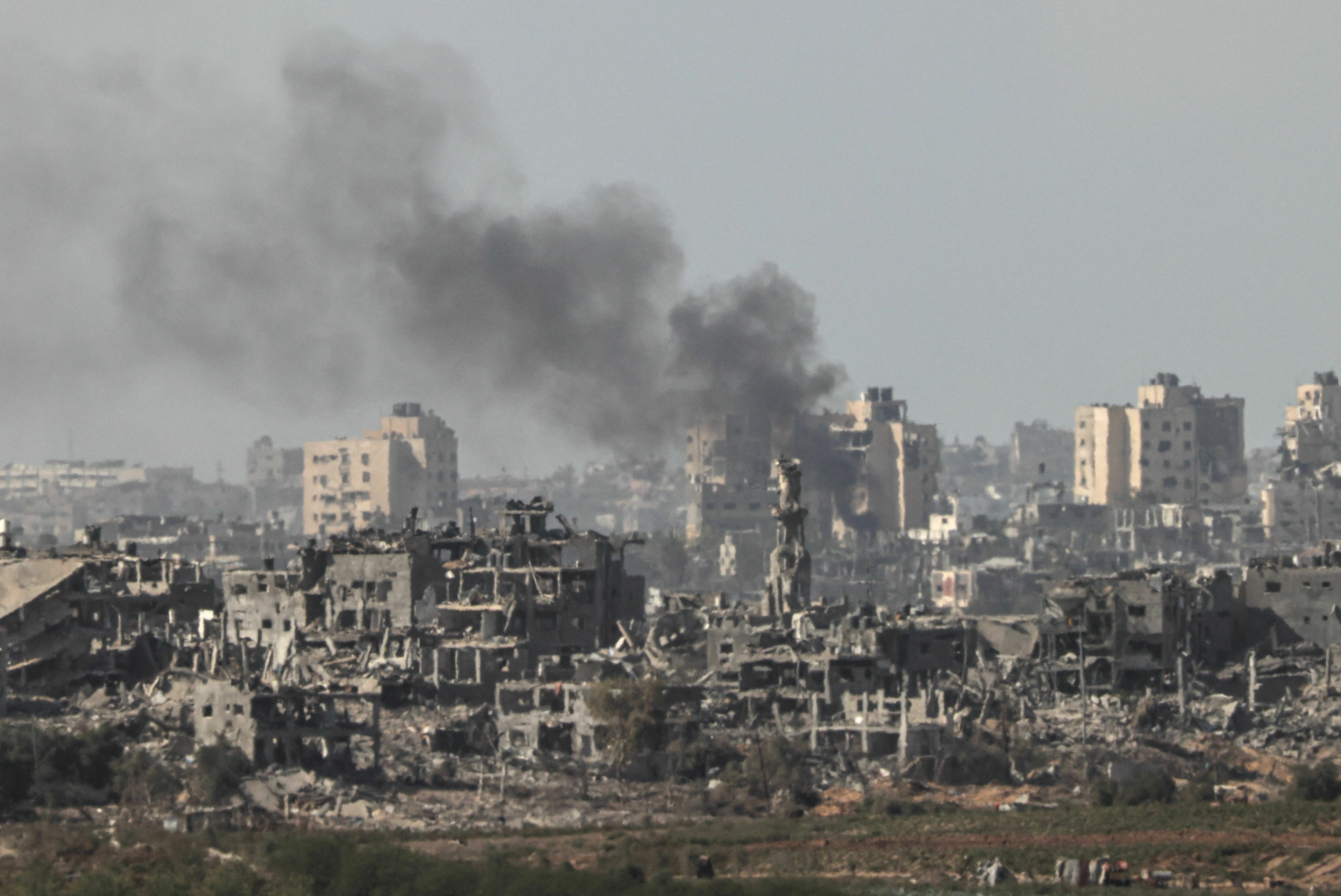 Fri., Nov. 10: This picture taken from the Israeli side of the border with the Gaza Strip  shows billowing smoke following the Israeli bombardment of the Gaza Strip.