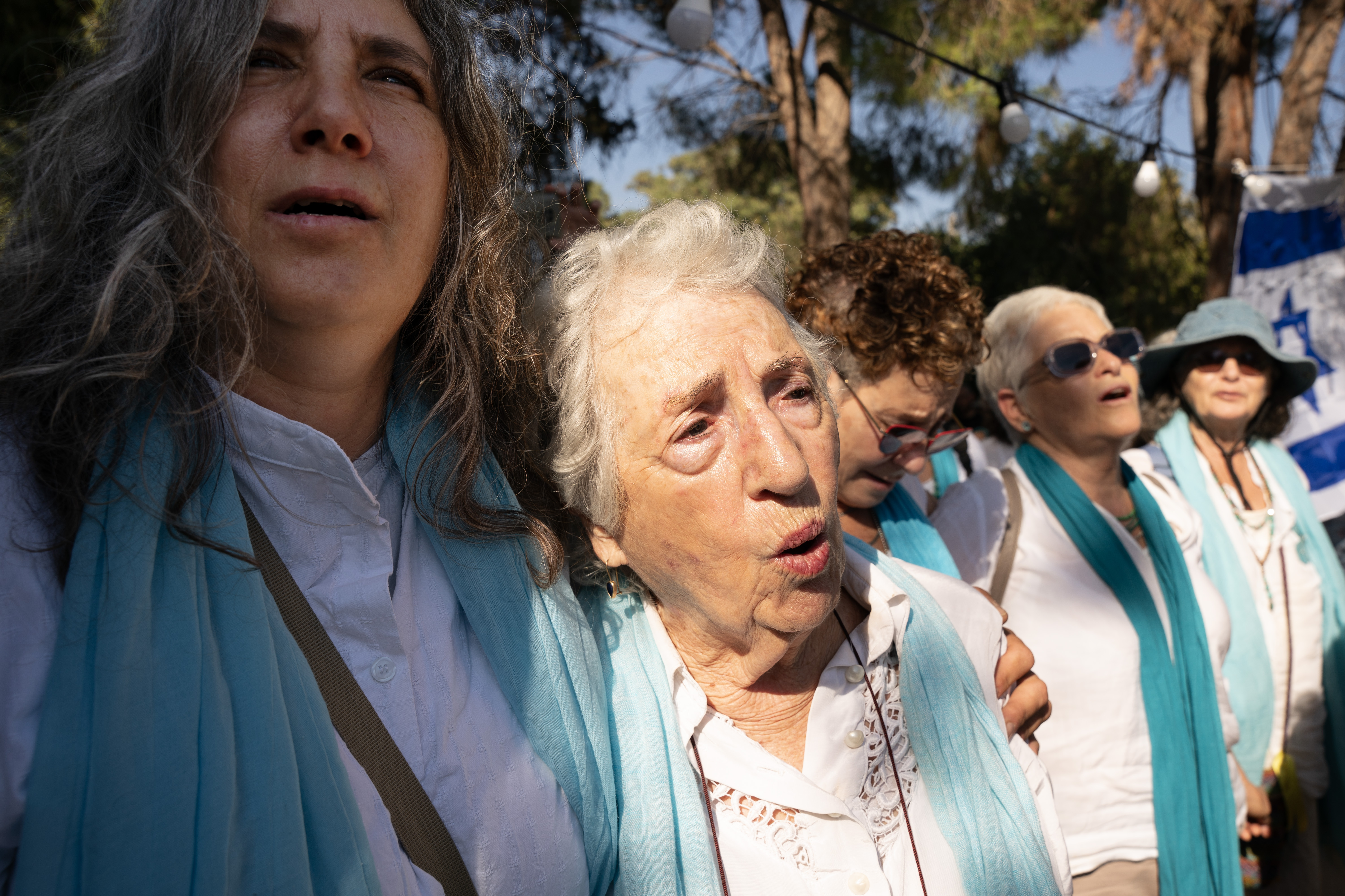 Mourners gather in Israel to honor memory of longtime peace activist Vivian Silver 3 Members of the Women Wage Peace organization sing together as hundreds of mourners gather for the funeral service Thursday.