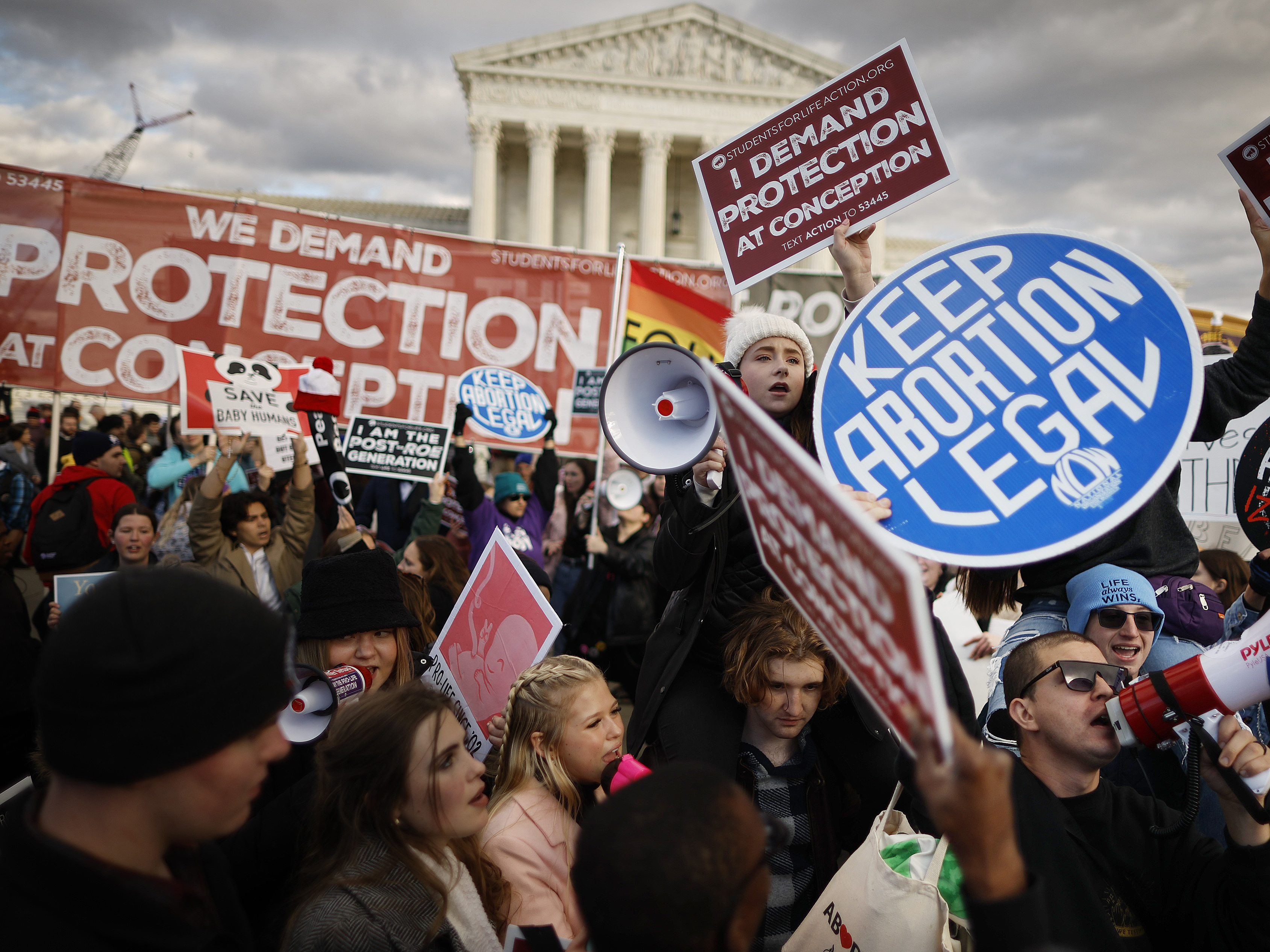 Anti-abortion and abortion rights activists protest during the 50th annual March for Life rally in front of the U.S. Supreme Court on Jan. 20, 2023 in Washington, D.C. (Getty Images)
