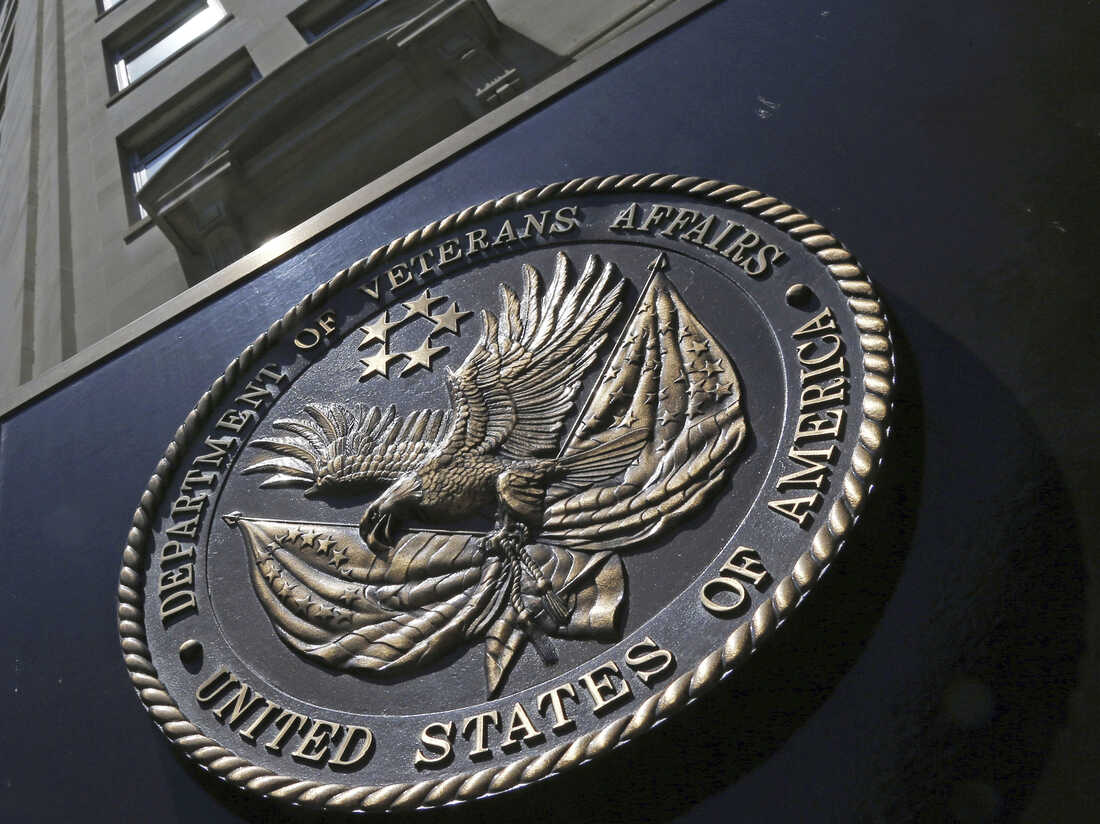 A seal is displayed on the front of the Veterans Affairs Department building in Washington on June 21, 2013.