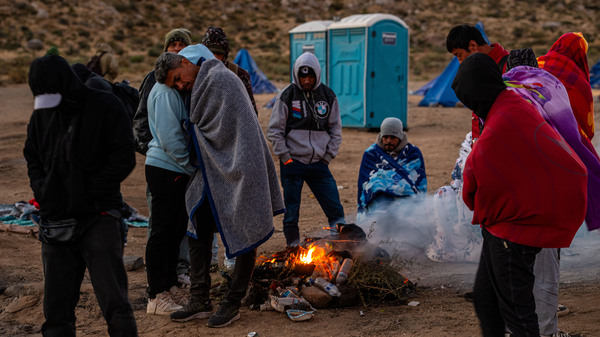 Locals say U.S. Border Patrol is delivering hundreds of migrants into a series of camps, one of which is on private property, in the border community of Jacumba in the Southern California desert. Overnight temperatures in the desert have begun to drop below freezing.