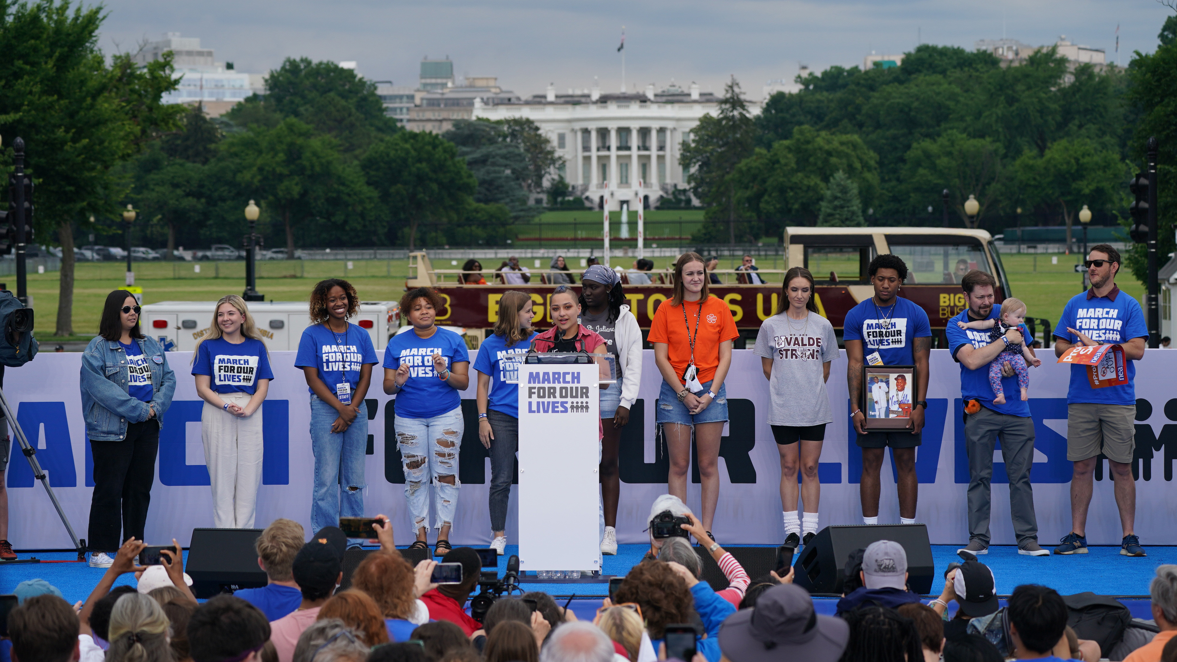 Activists at the March for Our Lives in 2022 in Washington, DC, advocating for legislation intended to prevent gun violence. It has been a defining issue for many Gen Z voters. (Getty Images for March For Our Lives)