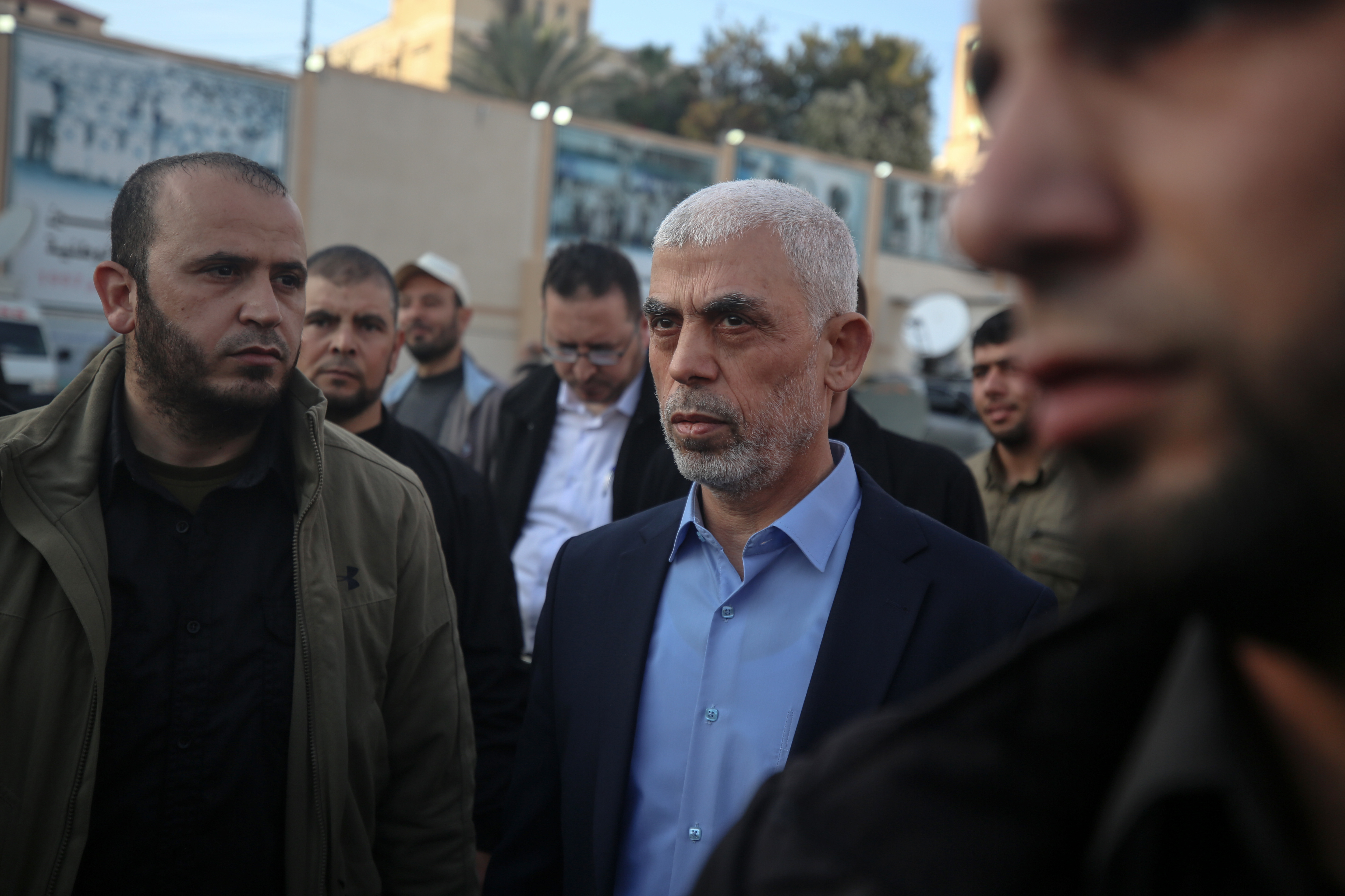 Yahya Sinwar, the leader of Hamas in Gaza, attends a demonstration held to mark Al-Quds (Jerusalem) Day, a commemorative day in support of the Palestinian people celebrated annually on the last Friday of the Muslim month of Ramadan, in Gaza City on April 14. (Majdi Fathi/NurPhoto via Getty Images)