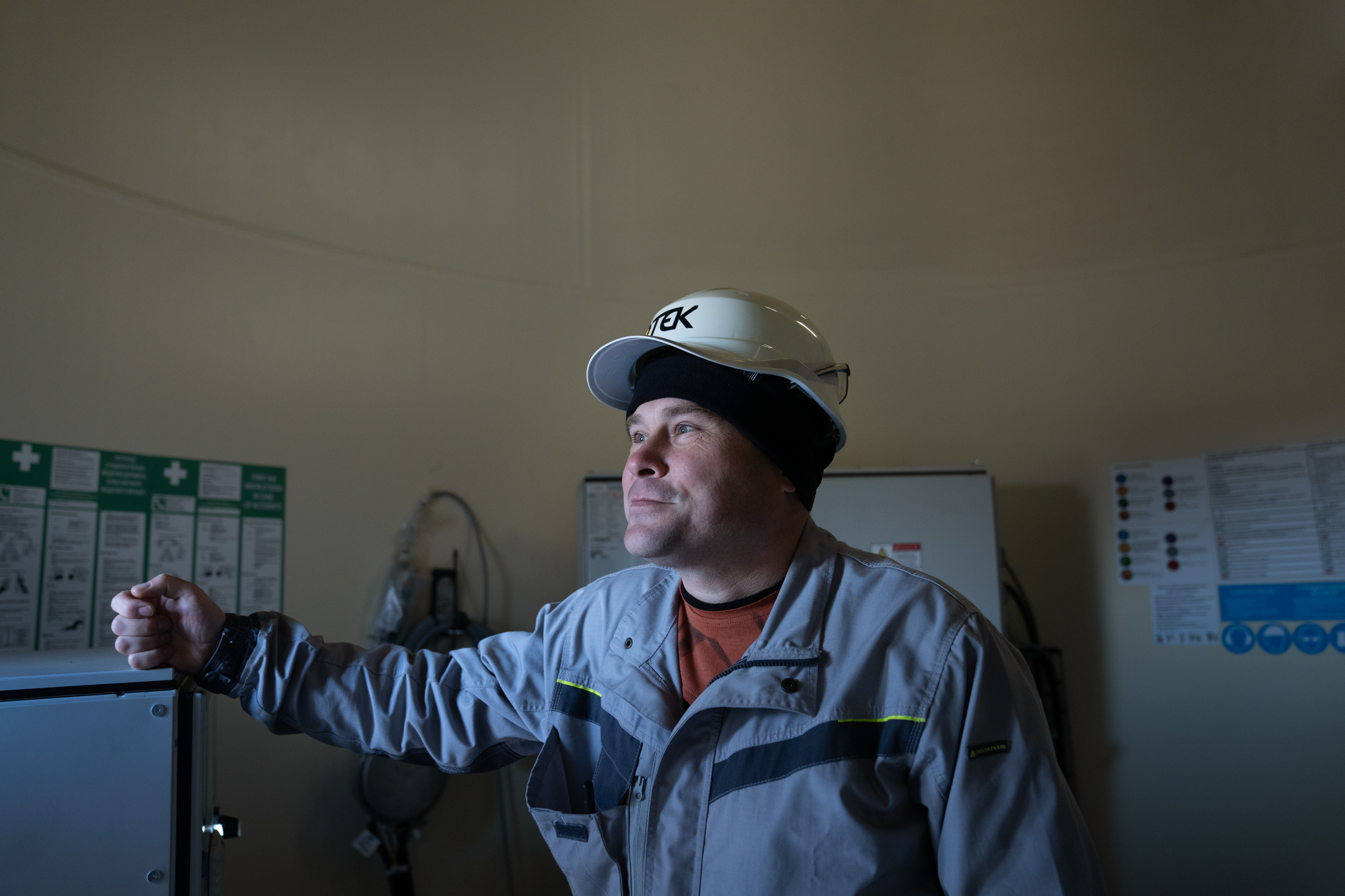 Ukraine is trying to keep its lights on this winter. Russia aims to turn them off 8 Maksym Bogadytsya, the chief power engineer at the Tylihulska Wind Power Station, stands inside one of the wind turbines in the Mykolaiv region.