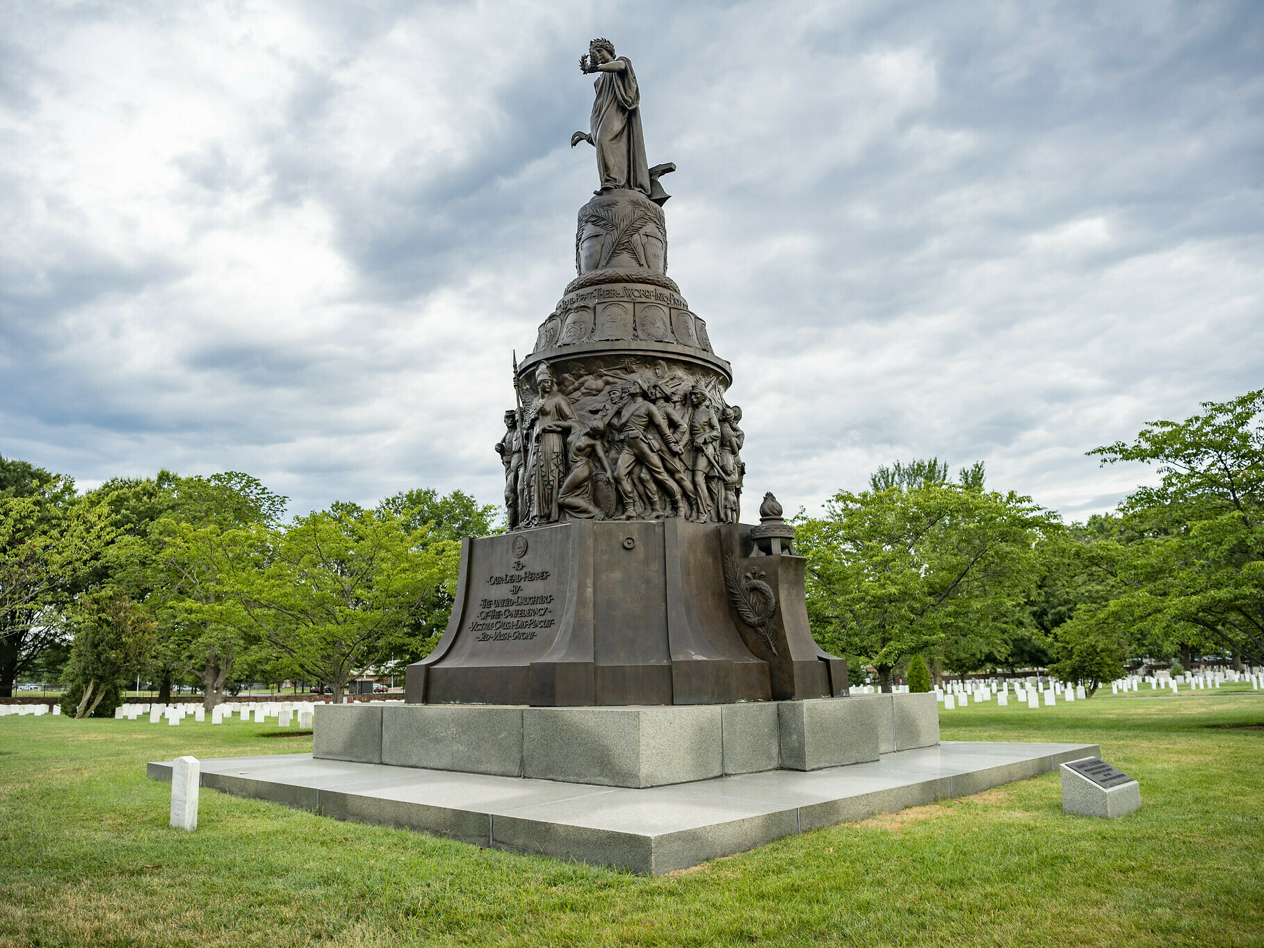 The removal of the Confederate Memorial in Section 16 of Arlington National Cemetery, in Arlington, Va., is on hold after a federal judge issued a temporary restraining order. (U.S. Army photo by Elizabeth Fraser/Arlington National Cemetery)