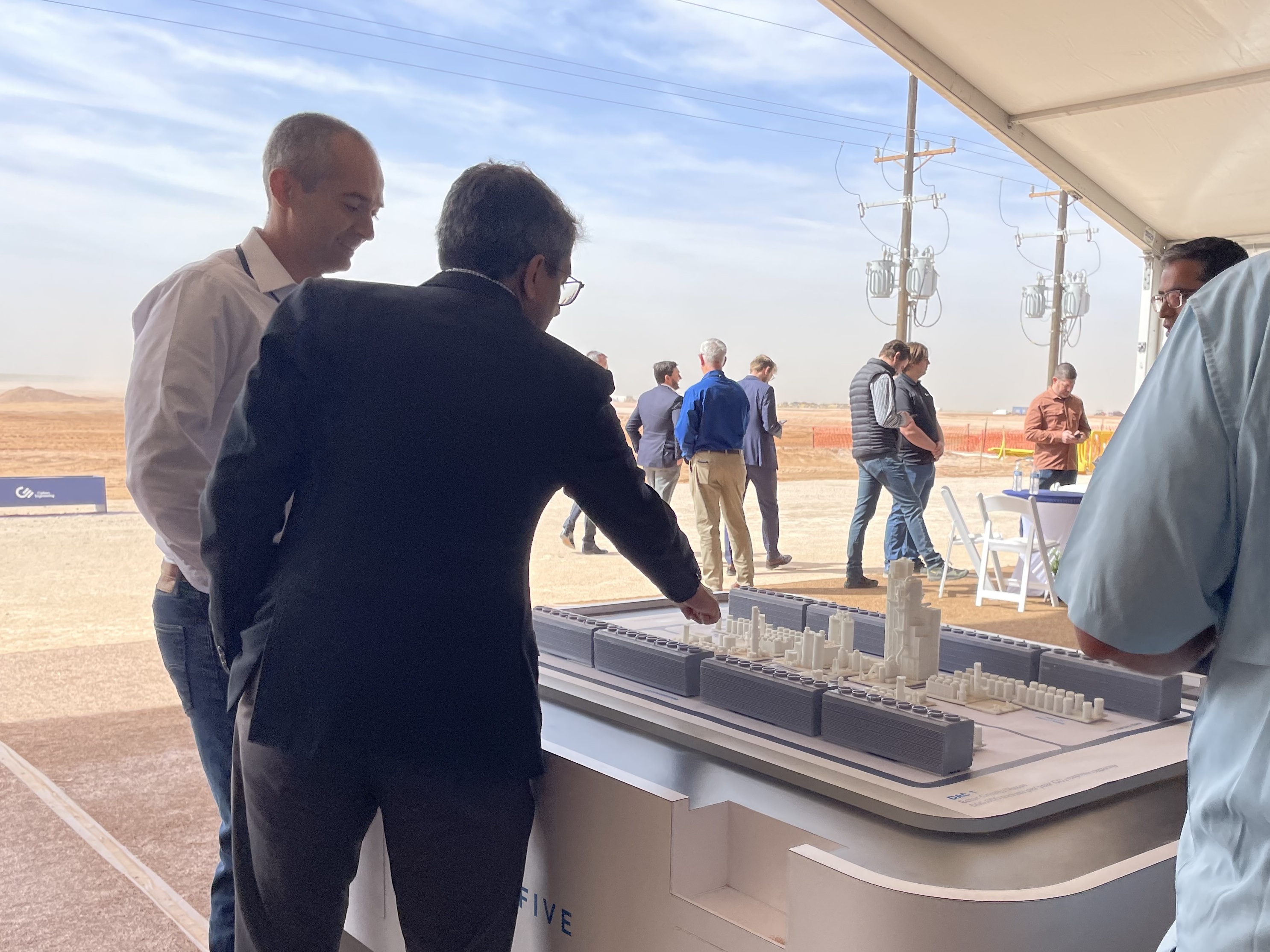 A model of the Stratos plant is displayed at the groundbreaking event in West Texas on April 28.